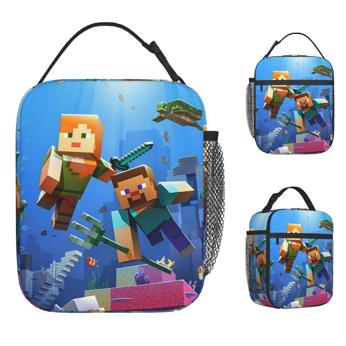 Minecraft Retro Game Kids Lunch Bag Cooler Tote for Women
