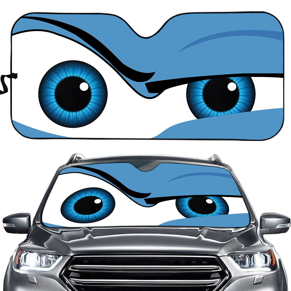 Face Blue Car Eyes Sun Shade Car Accessories, Cartoon Car Sun Shade, Gift For Dad, Gift For Women, Decor Car.