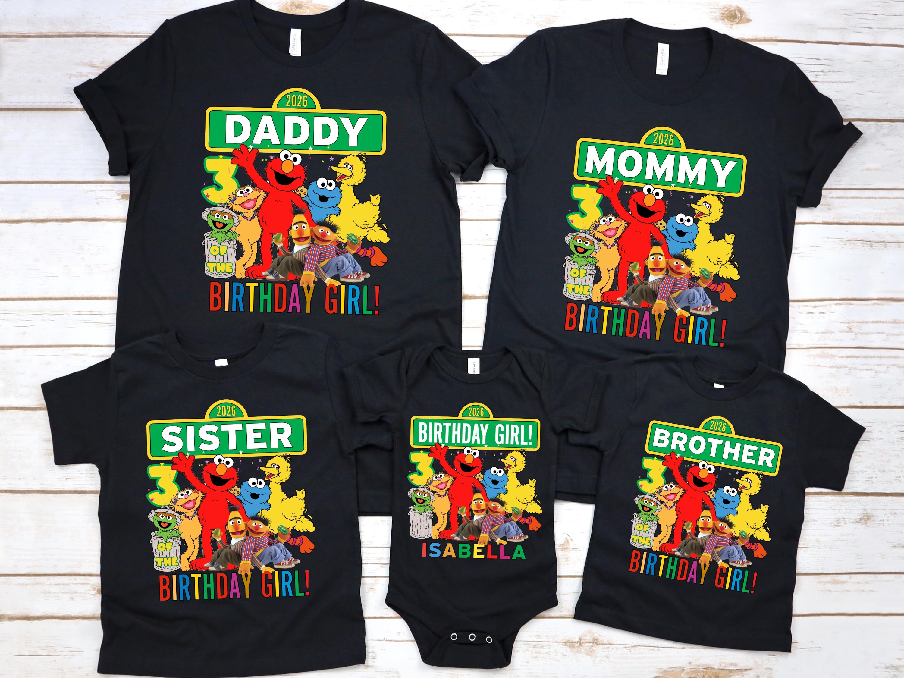 Custom Sesame St. Character Family Birthday Shirts, Personalized Street Family Birthday T-Shirt, Custom Toddler tee Party Outfit for Family