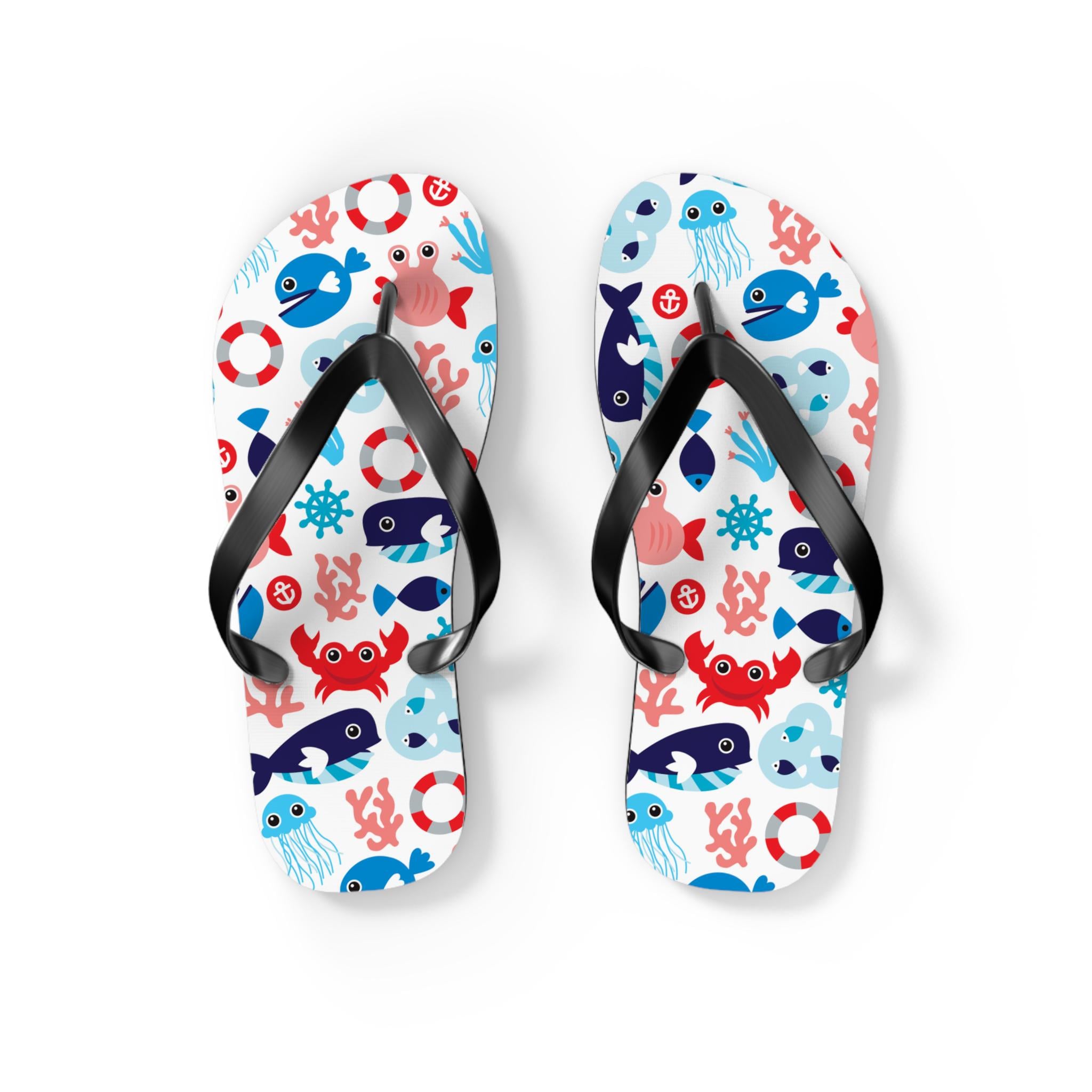 Cute Beach Flip Flops, Fun Ocean-Themed Sandals, Summer Footwear for Kids & Adults, Perfect Gift for Beach Lovers, Vacation Shoes, Pool
