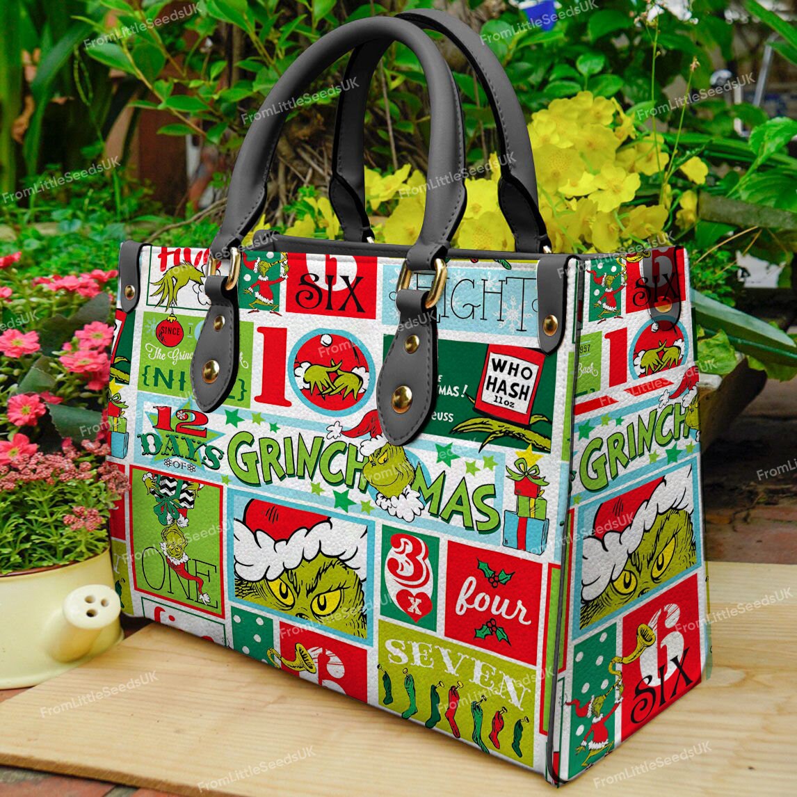 funny character Christmas Leather Bag, funny character Bags And Wallet, funny character Lover Handbag, Custom Leather Bag, Woman Handbag, Shopping Bag, Handmade Bag