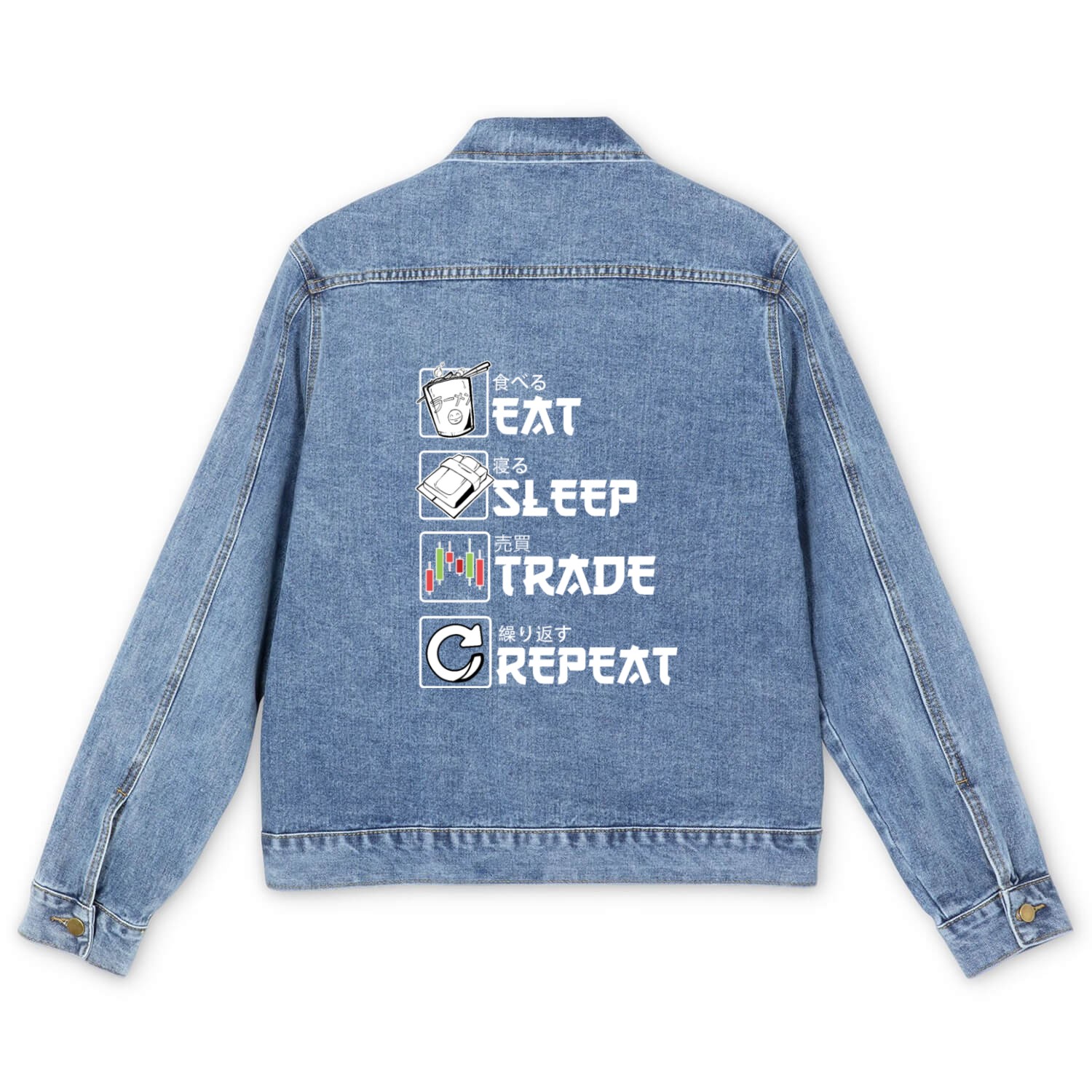 Eat Sleep Trade Repeat Stock Market Forex Trading Men's Denim Jackets