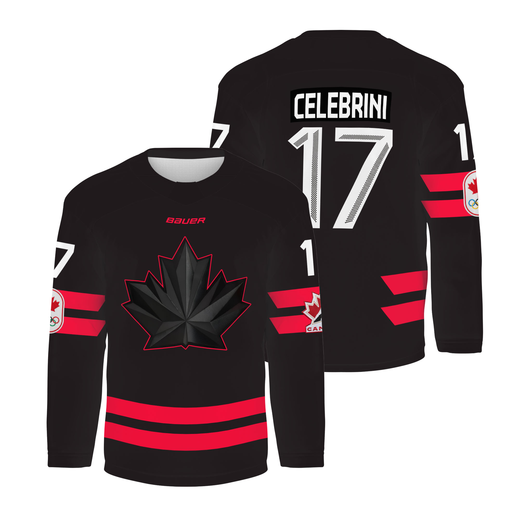MACKLIN CELEBRINI - 2026 CANADA Olympic Jersey - BAUER hockey XL alternate BLACK