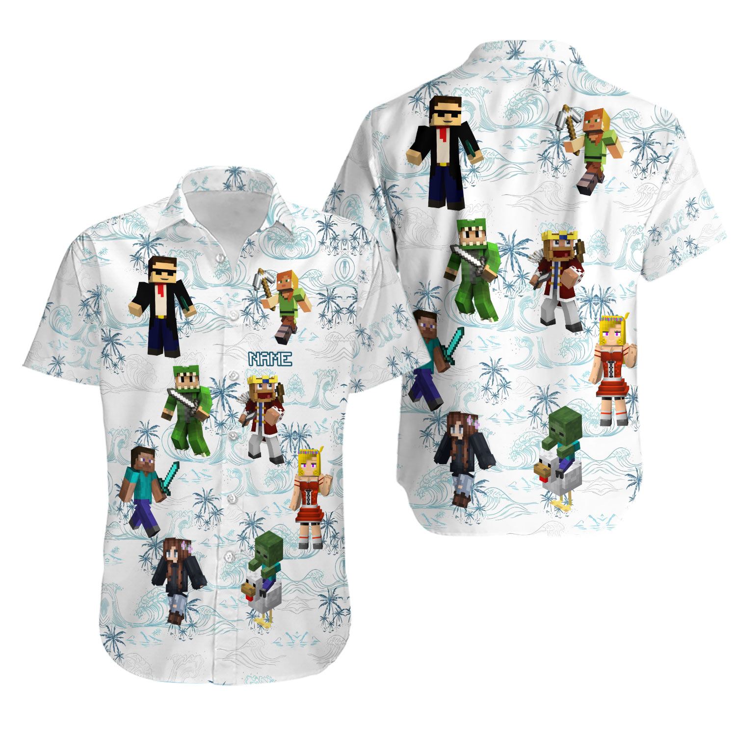 Custom DadCraft Hawaiian Shirt, A Minecraft Hawaiian Shirt, Gaming Summer Beach Hawaii Shirt, Summer Vacation Shirt, Chicken Jockey Gaming