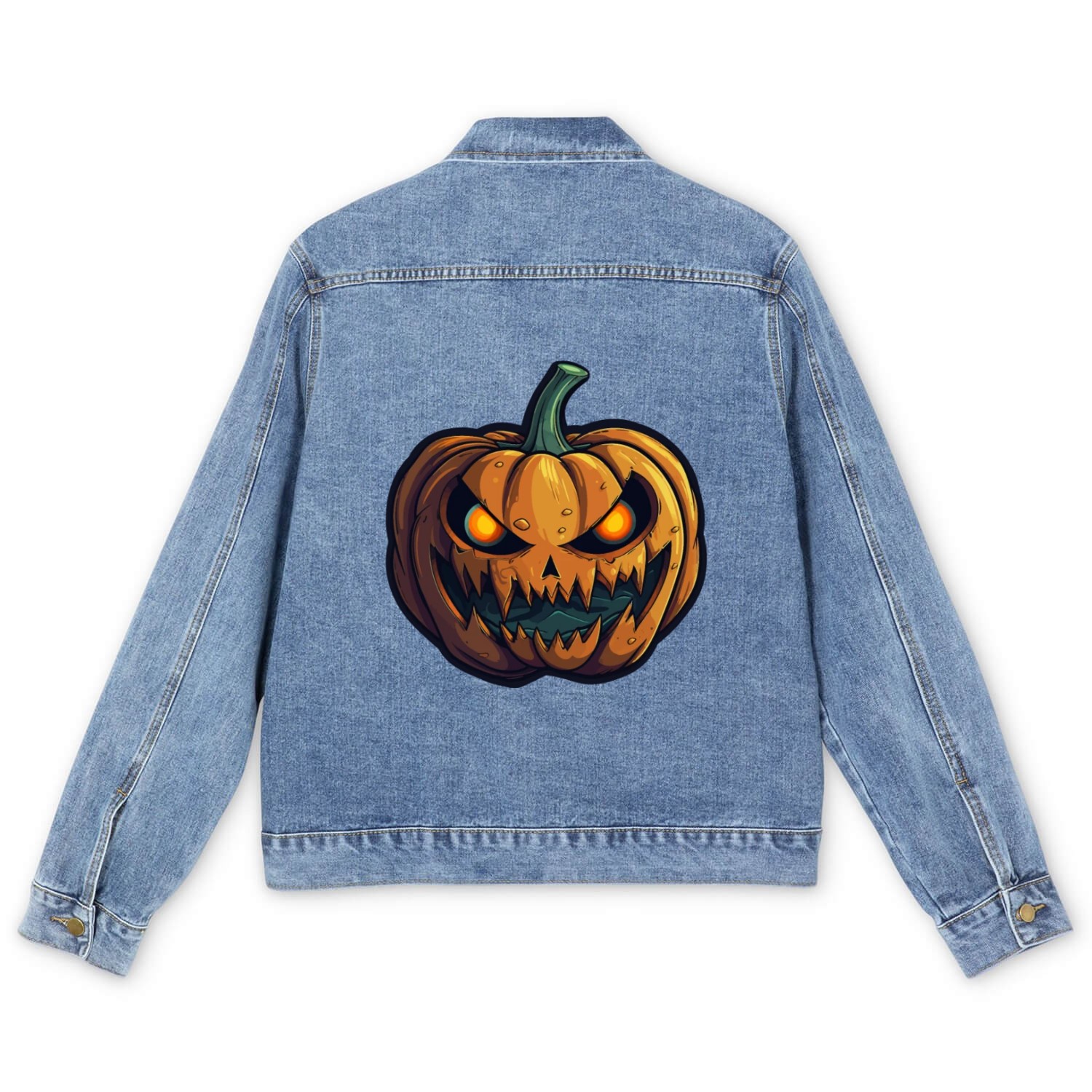 Glowing Eyes Wild Halloween Pumpkin Grimace Men's Denim Jackets