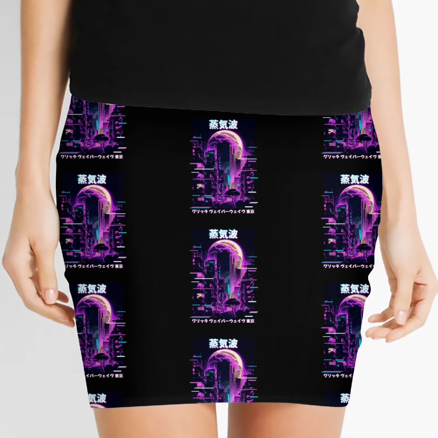 Anime Tokyo City Japanese Vaporwave Aesthetic Women's Mini Skirts