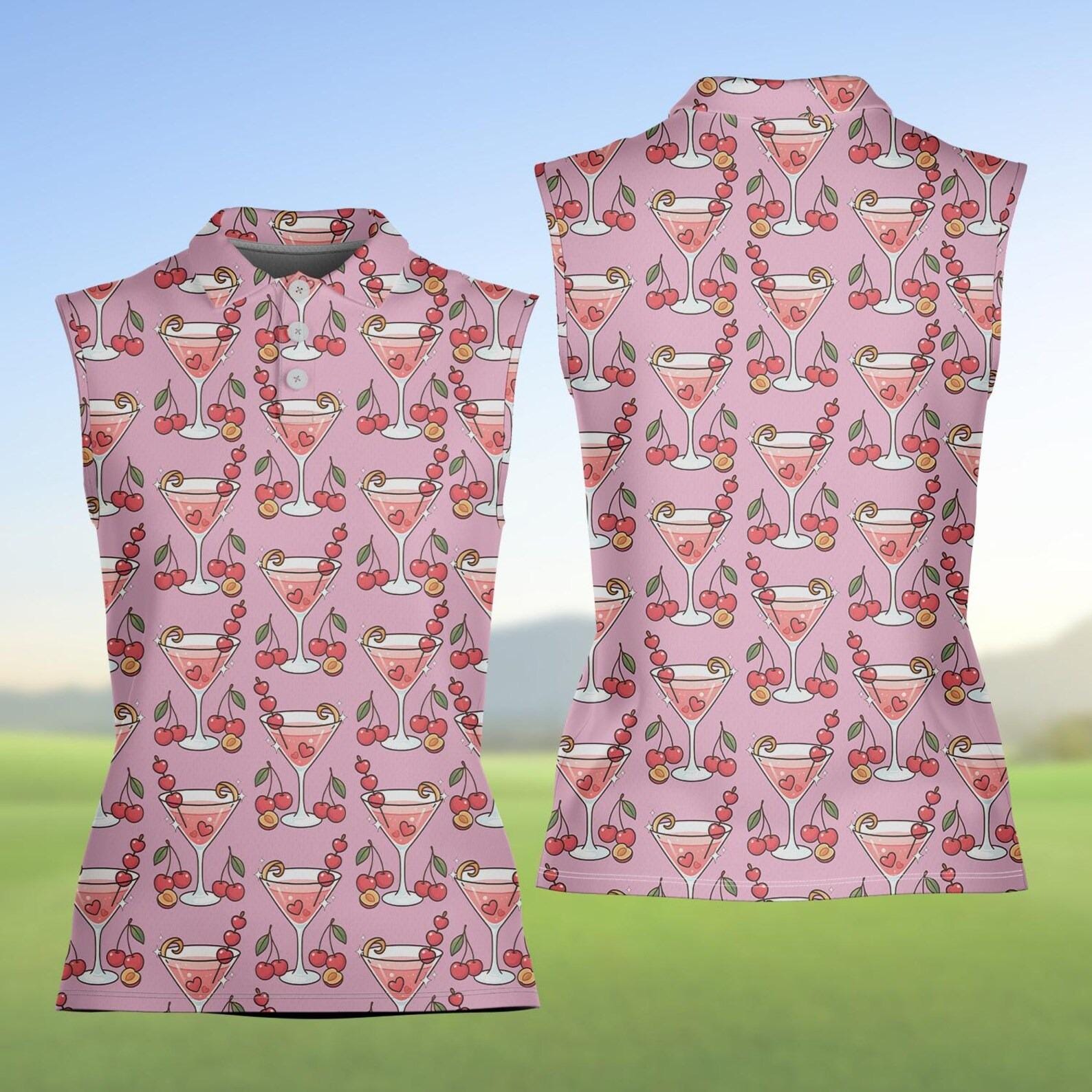 Women’s Sleeveless Polo Shirt, Pink Cocktail Golf Dress, Summer Country Club Top