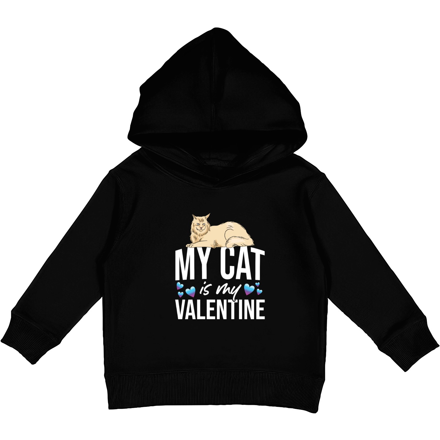 My Cat Is My Valentine Date Cute Kitten Kids Pullover Hoodies
