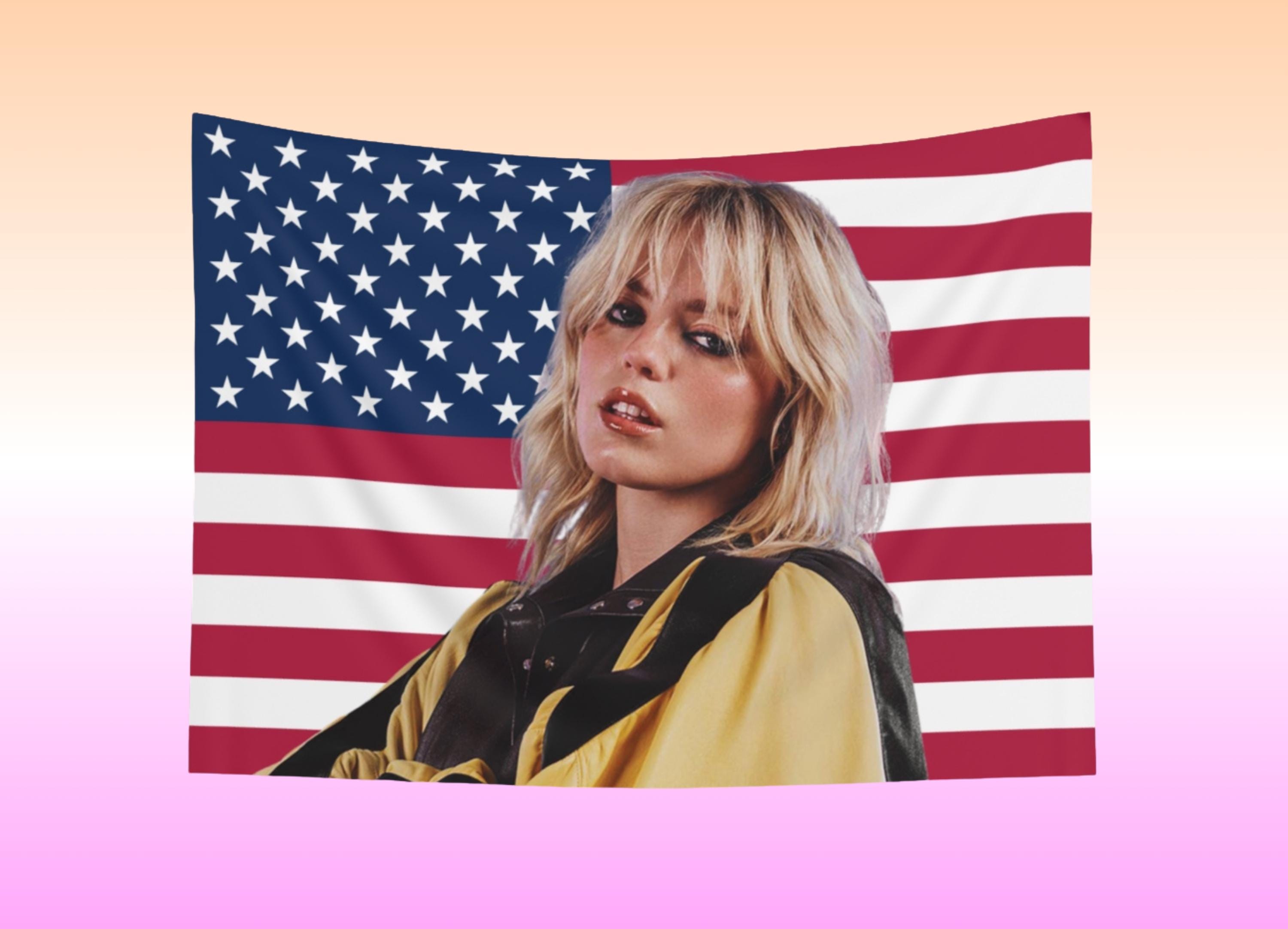 Snow Angel American Flag Tapestry | Bite Me Wall Hanging, Mean Girls, Concert Tapestry, WLW art, Gift for Girlfriend