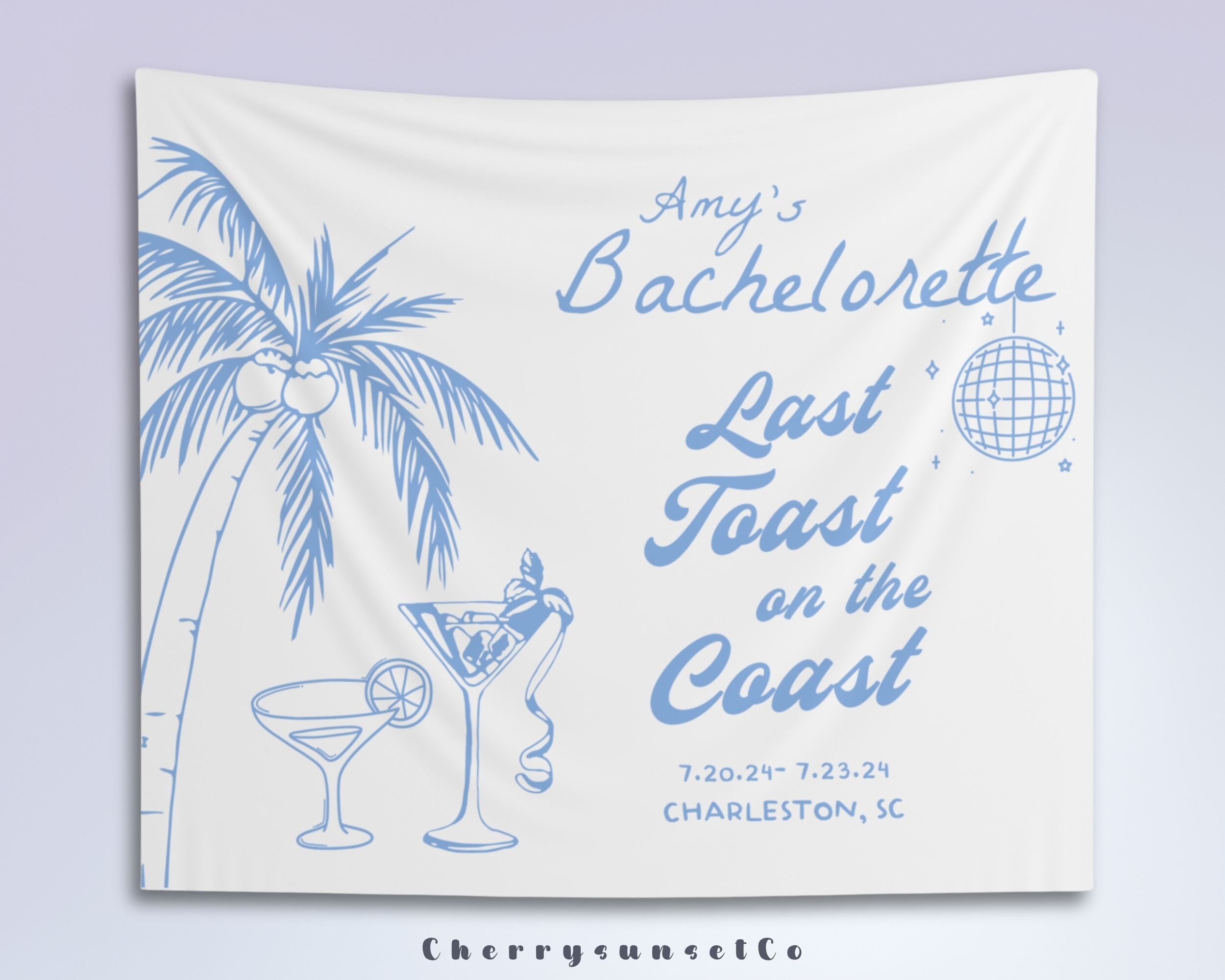 Last toast on the coast Bachelorette Party Banner Custom Fiesta Bridal Shower Welcome Sign Beach Bachelorette Party Weekend Palm tree Bach
