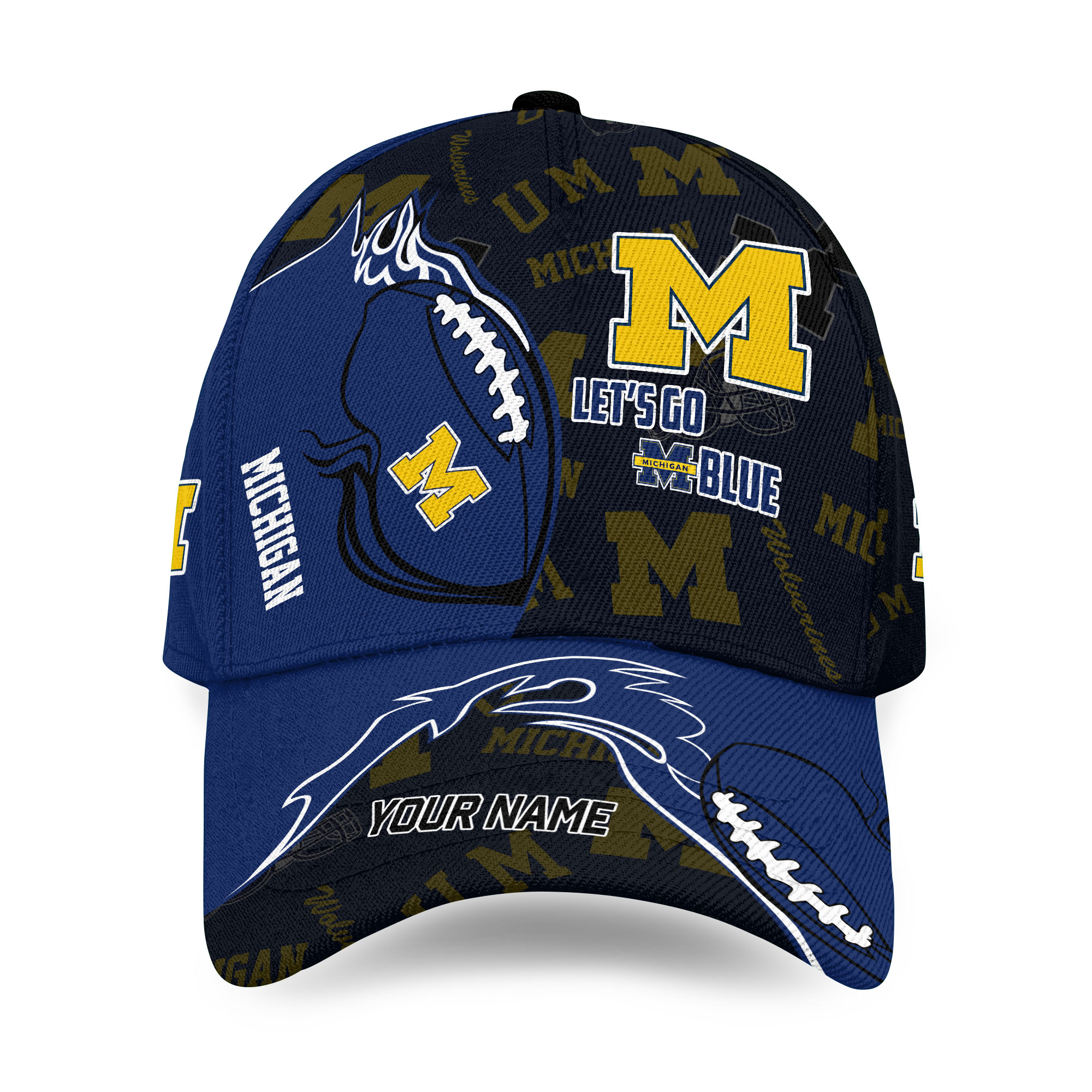 Michigan Lets Go Blue Customized Cap, Michigan Game Day Football Cap, Michigan Team Football Cap