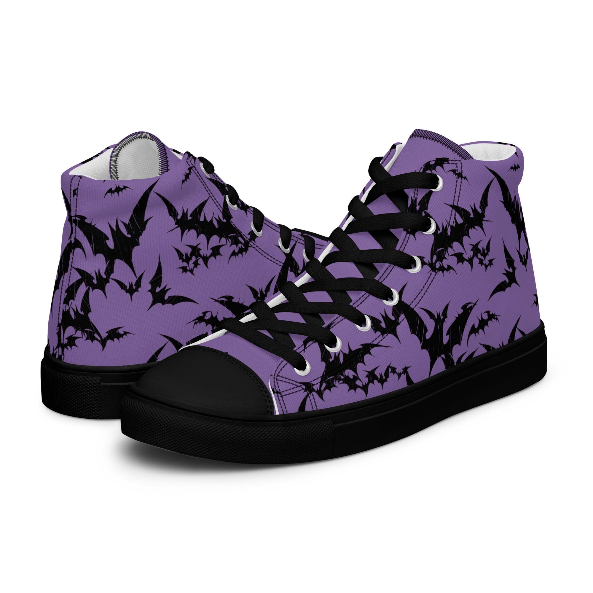 Black Bat High Top Canvas Sneakers for Men