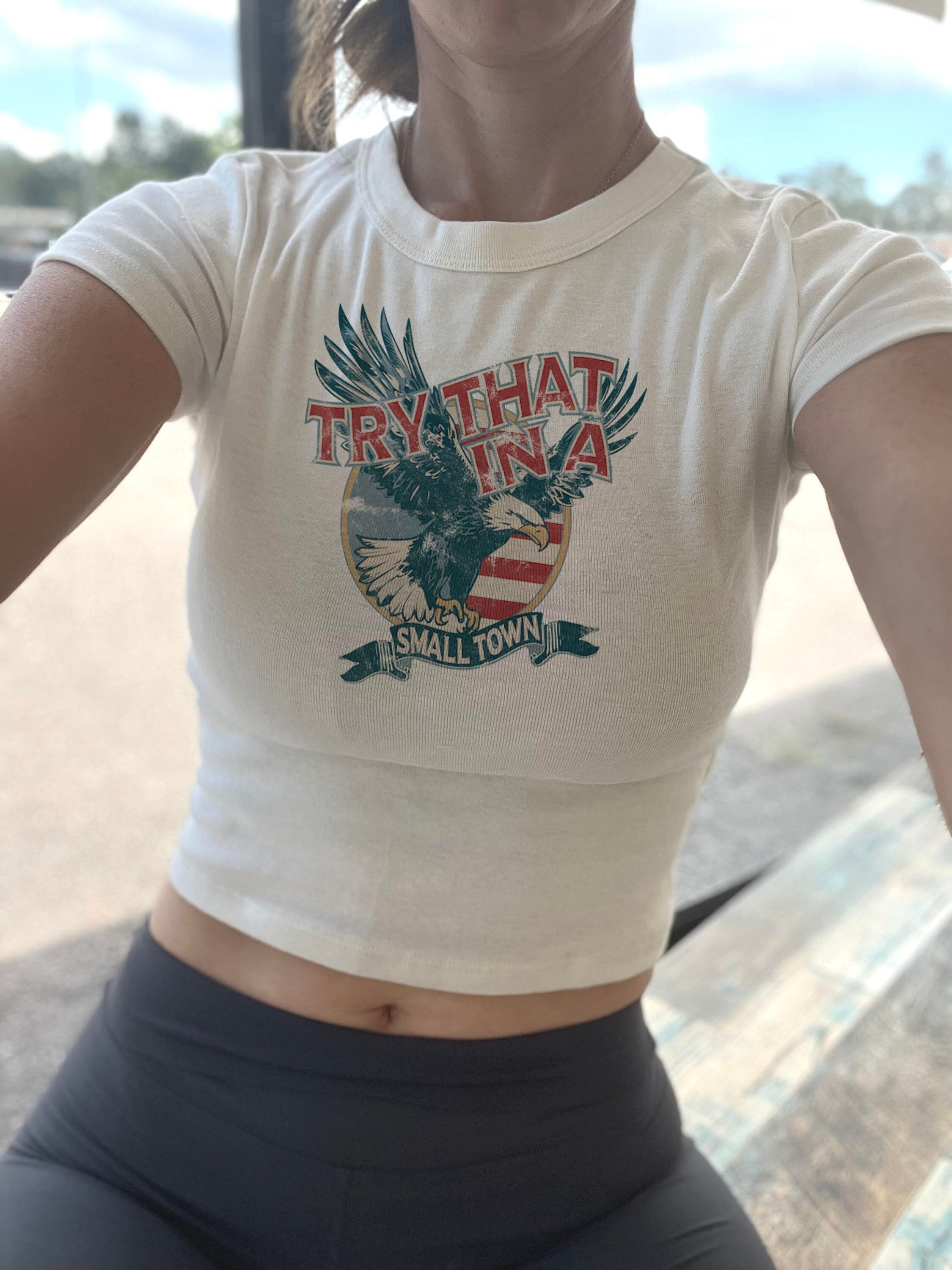 Small Town Baby Tee, Country Music Crop , Eagle I stand with, Retro small town, Country girl, Music Band Lover, Country Concert