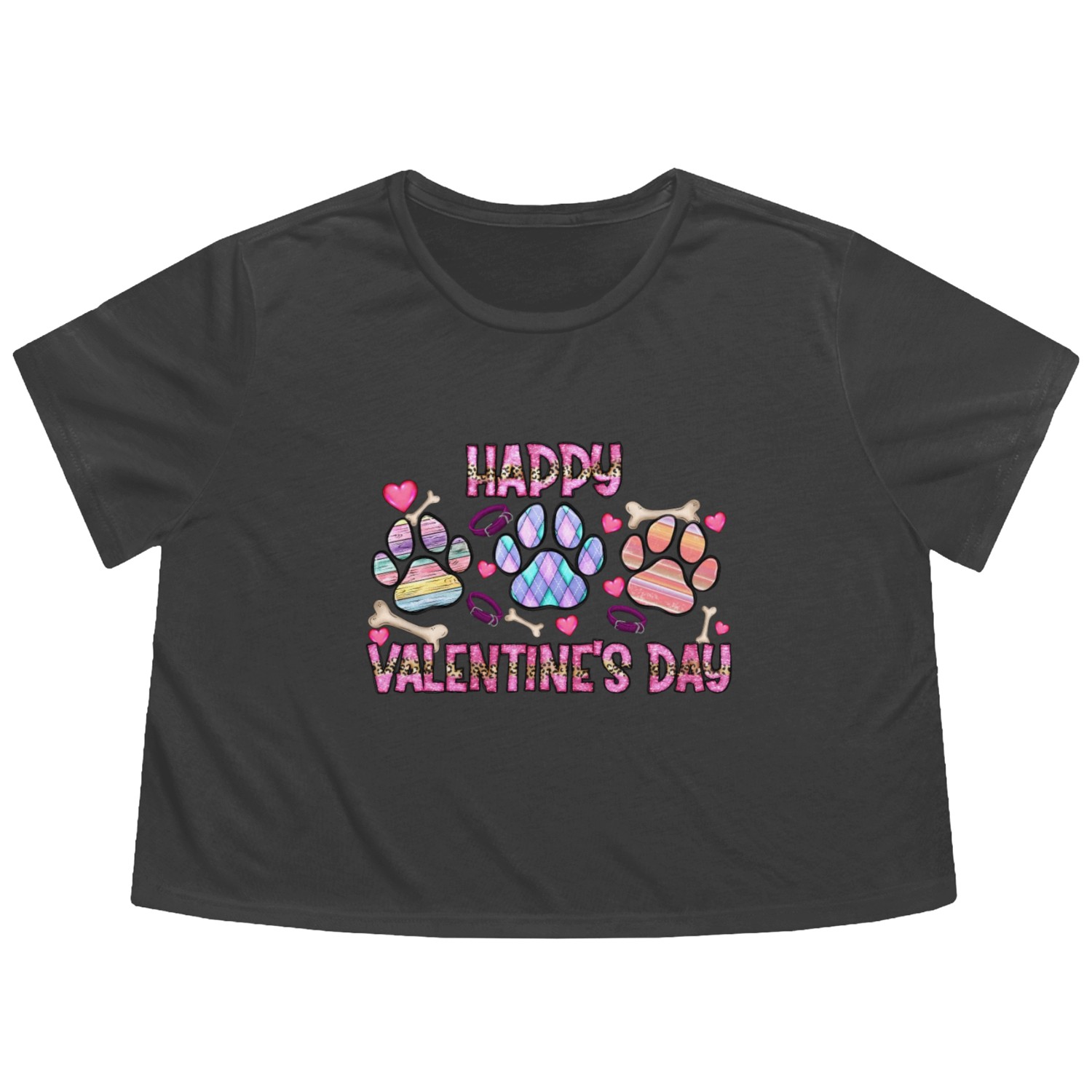 Happy Valentine s Day Flowy Cropped Tees