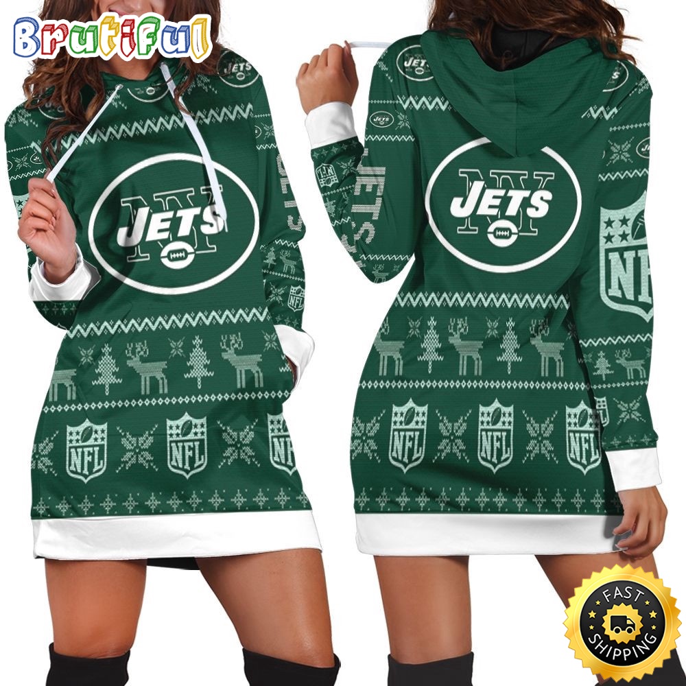 football New York Jets Hoodie Dress Christmas Print 3D Hoodie Women