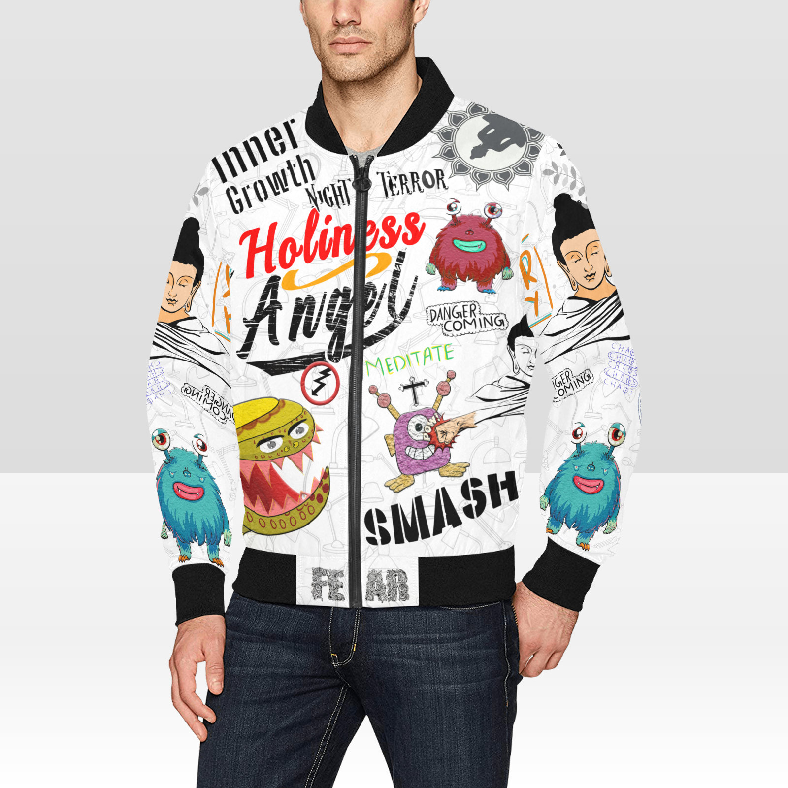 BUDDHA PRINT JACKET - Art Print Jacket - Men Bomber Jacket