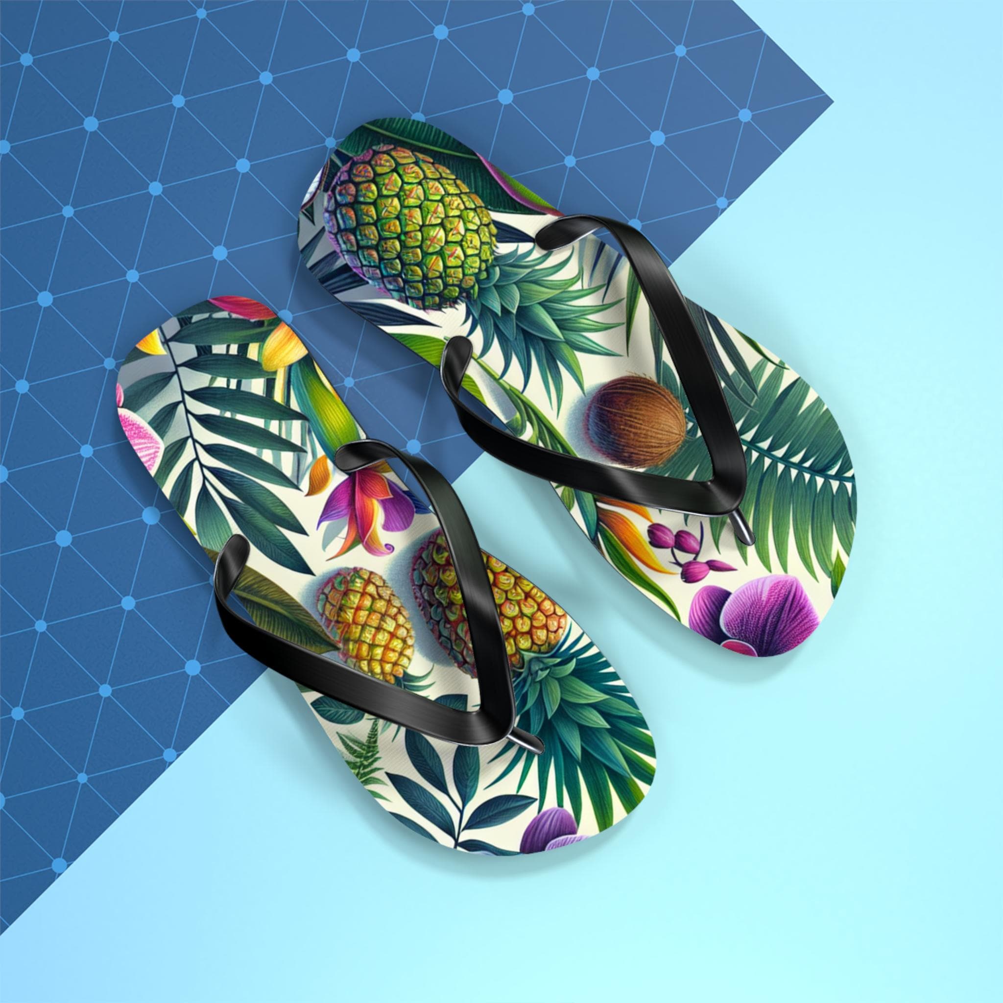 Tropical Beach Flip Flops, Summer Vacation Sandals, Holiday Pool Shoes, Ocean Theme Footwear, Beachwear Slippers