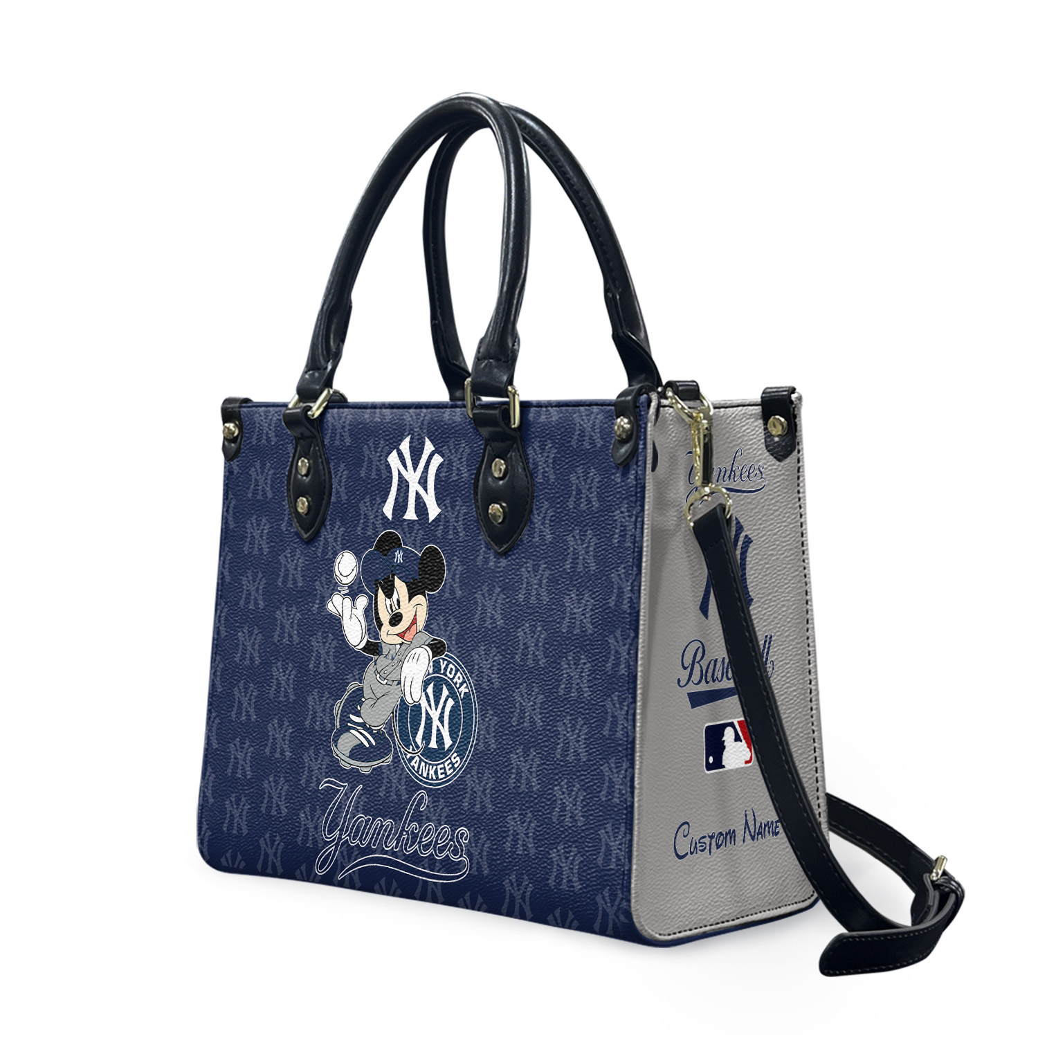 Cartoon New Yorkss Team Yankeess Leather Bag, Baseball Women Leather Bag