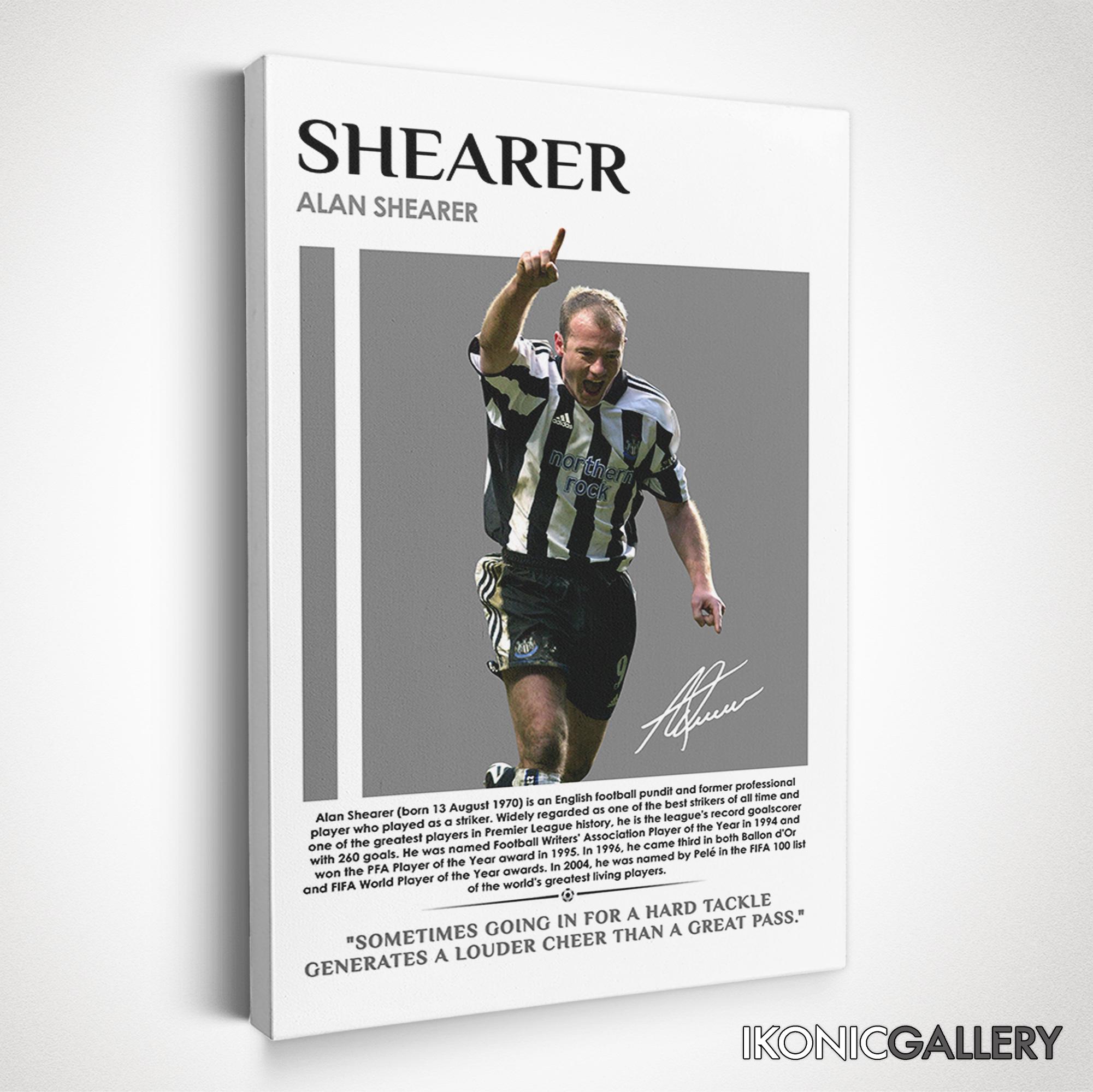 Alan Shearer Canvas Art, Newcastle Football Legend Poster