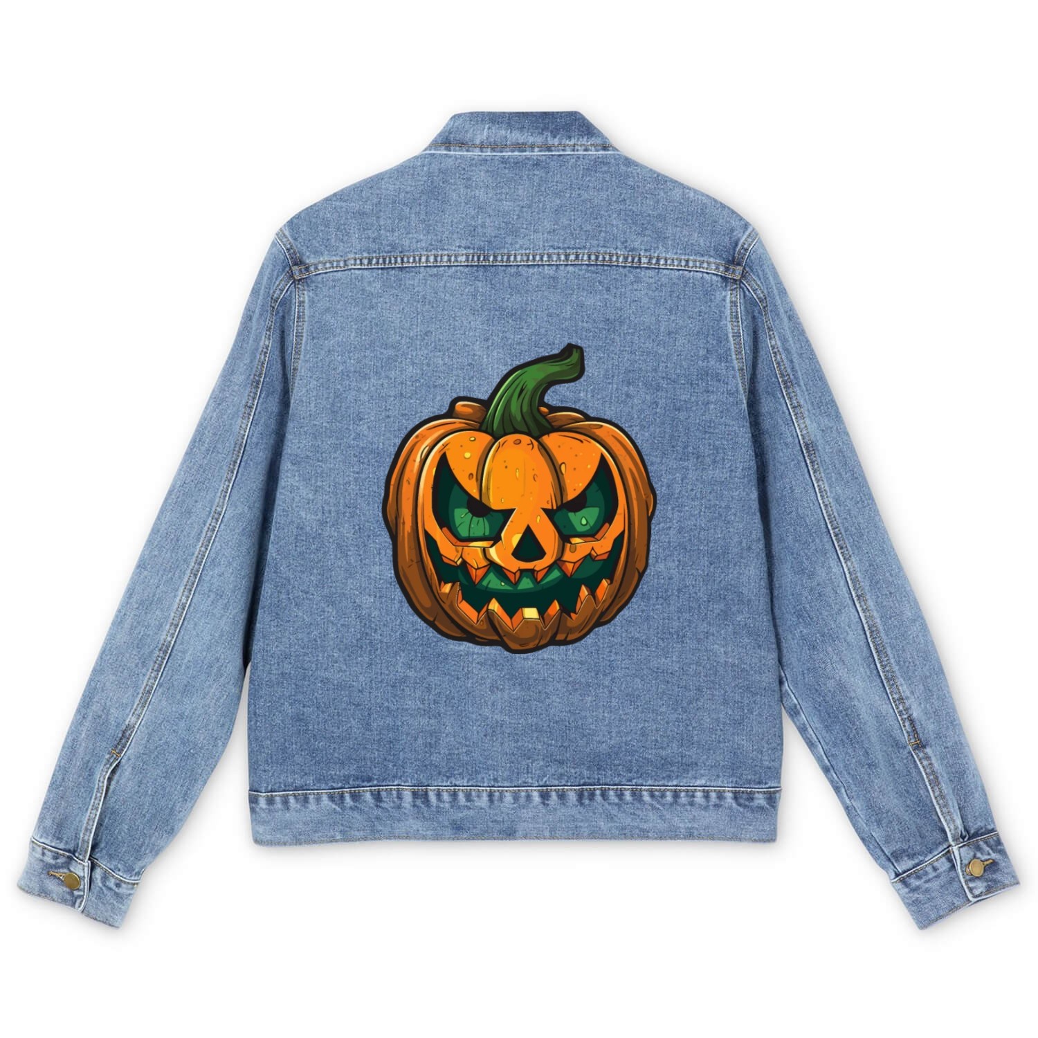 Halloween Pumpkin Grimace Face Scary Eyes Men's Denim Jackets