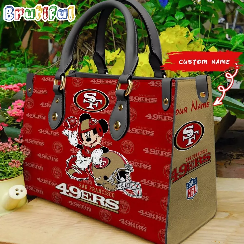 Personalized San Franciscoss Team 49erss Football Bag, Leather Handbag