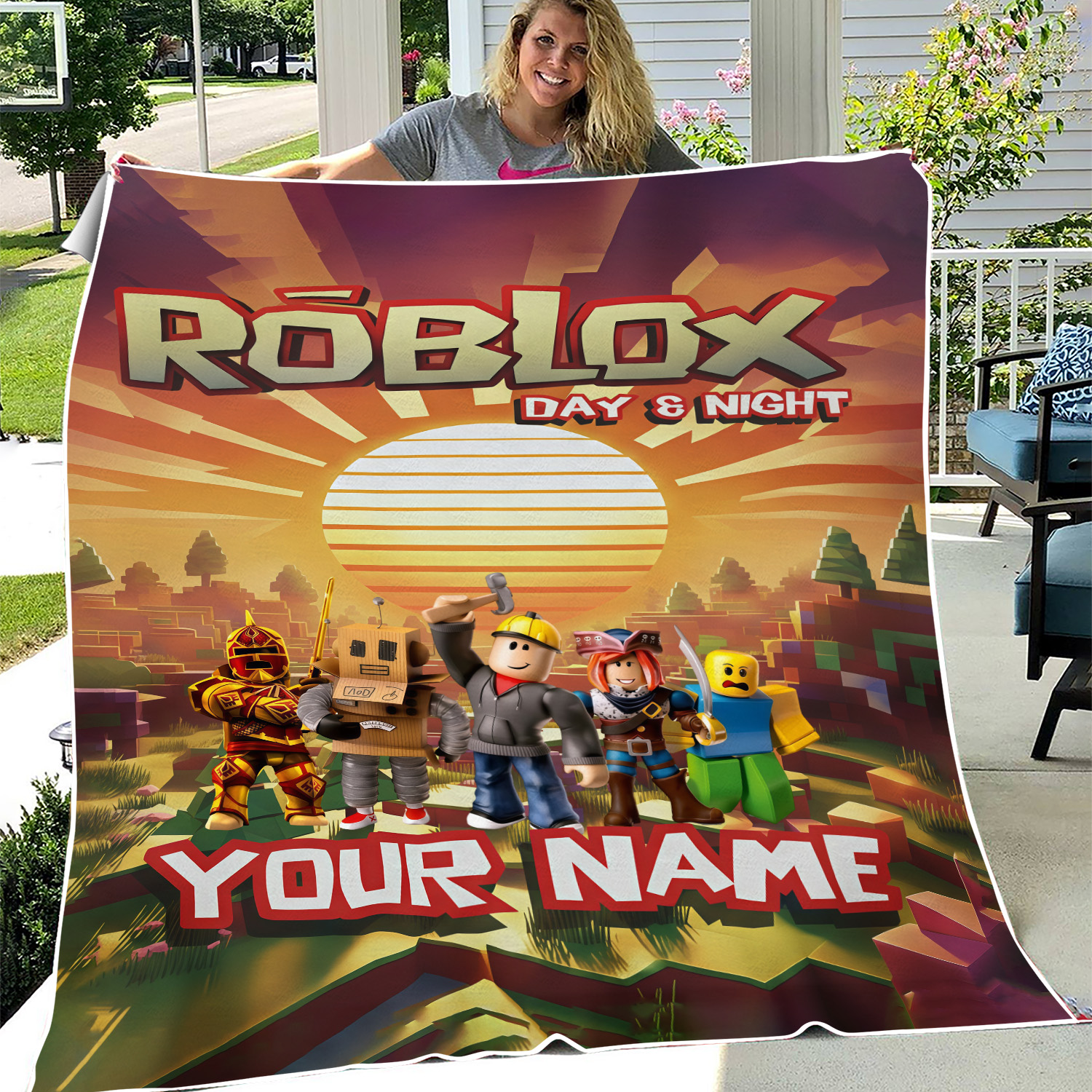 Personalized ROBLOX Fleece Blanket with Name Blanket Soft, Cozy, Perfect for Game Fans, Fleece Plush Blanket, Birthday Gift Christmas
