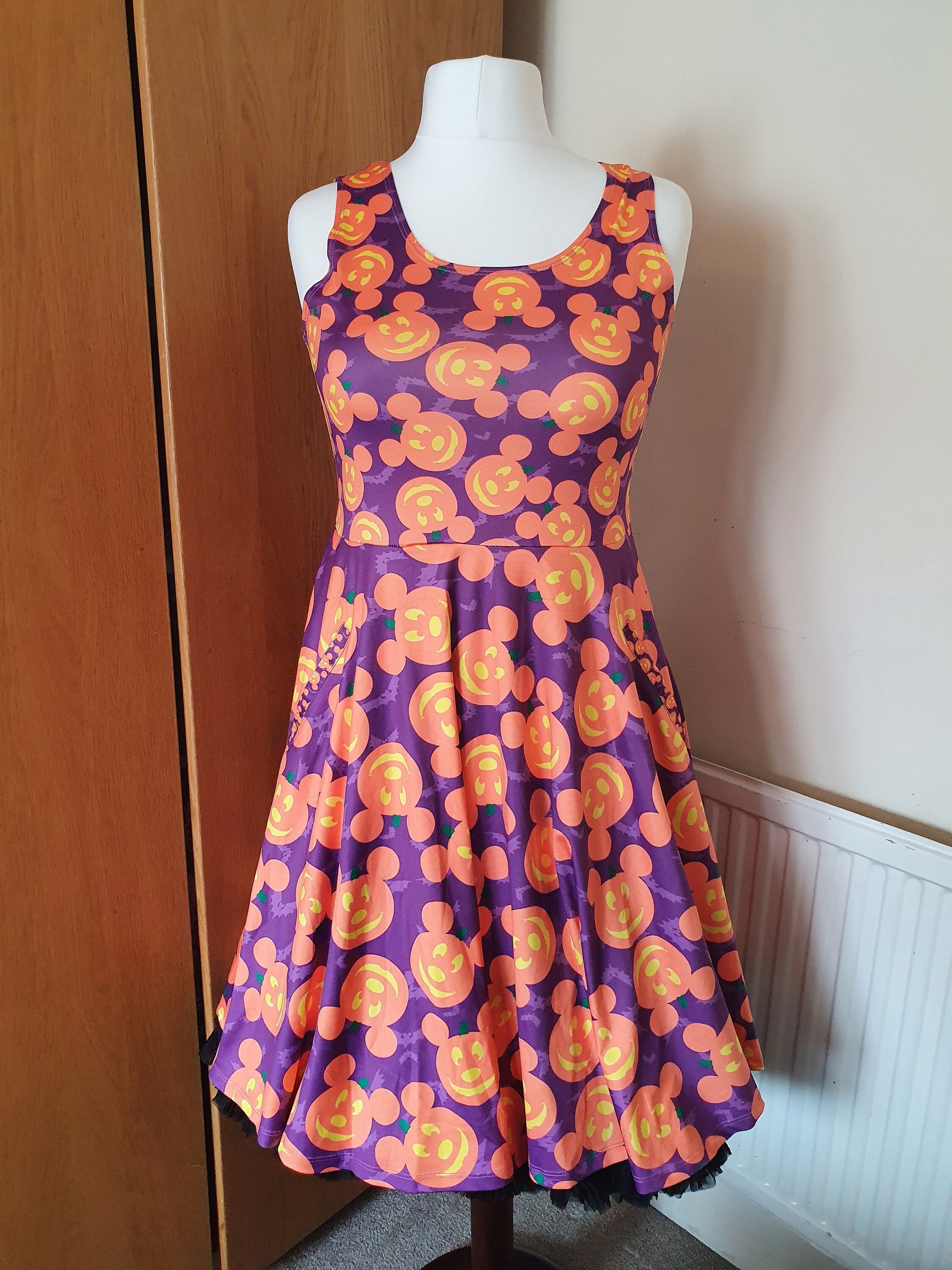Halloween mouse pumpkin print skater dress- Sizes S- 5XL plus size