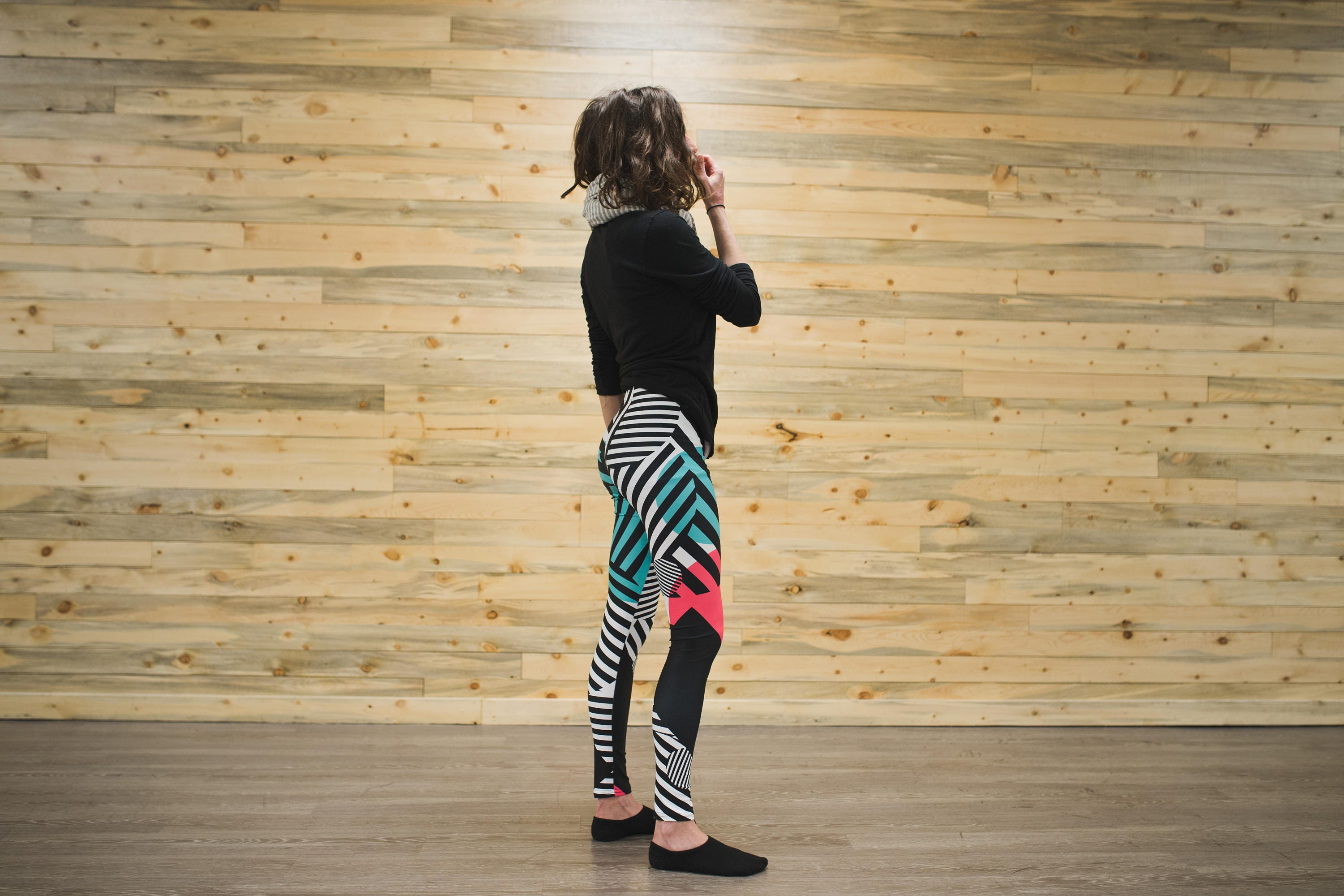 Abstract striped unisex tights for climbing yoga fitness running dancing ultimate frisbee