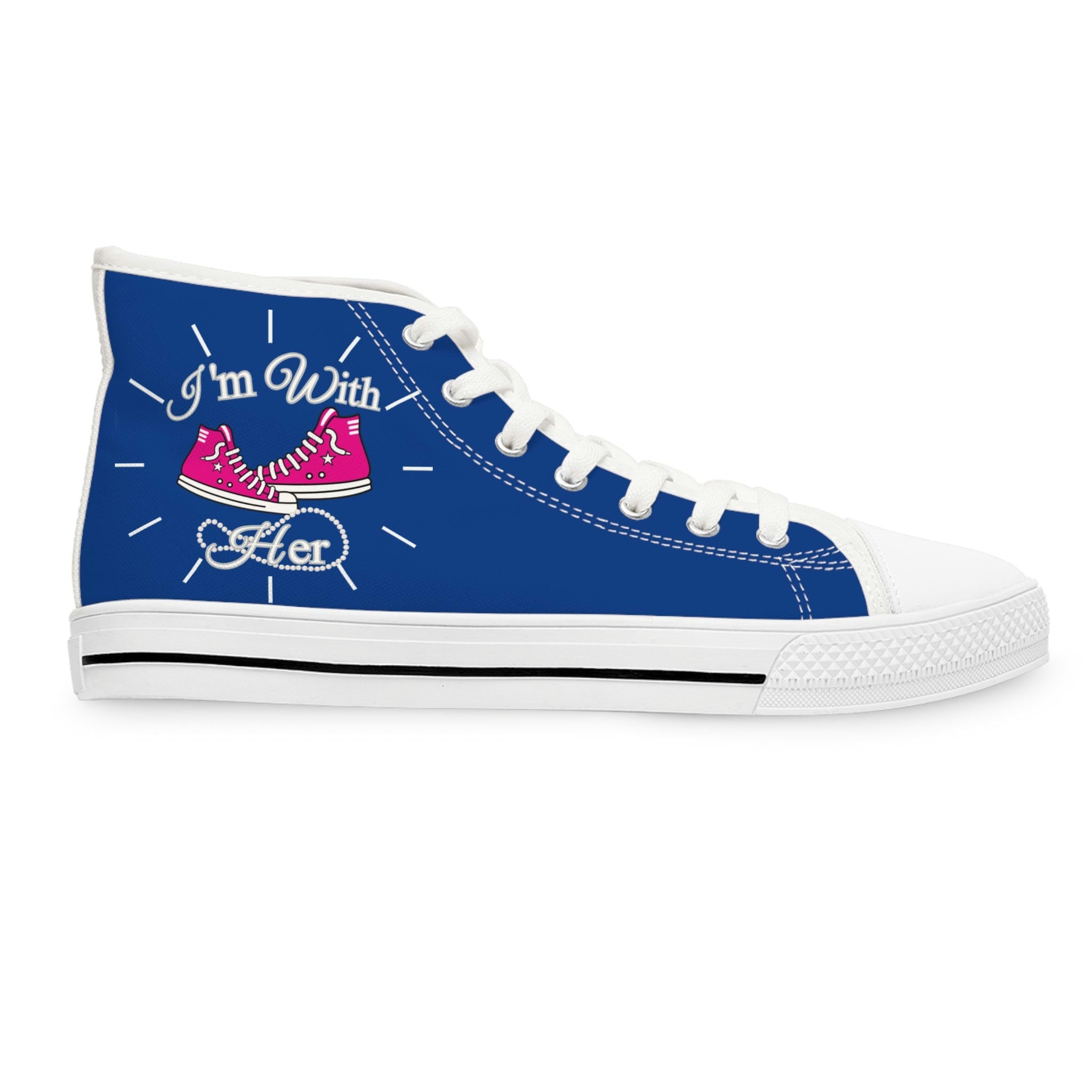 Women's Converse style High Top Sneakers Kamala Harris President Election I'm With Her