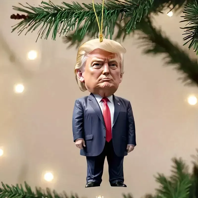 Patriotic Donald Trump 2024 Christmas Ornament, Acrylic Tree Decor, Holiday Gift