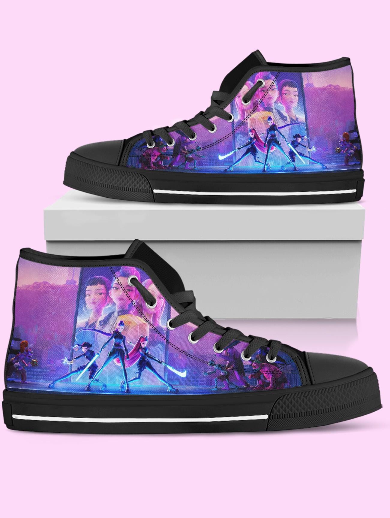 Kpop Demon Hunters High-Top Shoes: Anime Rumi Converse Inspired Sneakers for Women, Men, and Kids