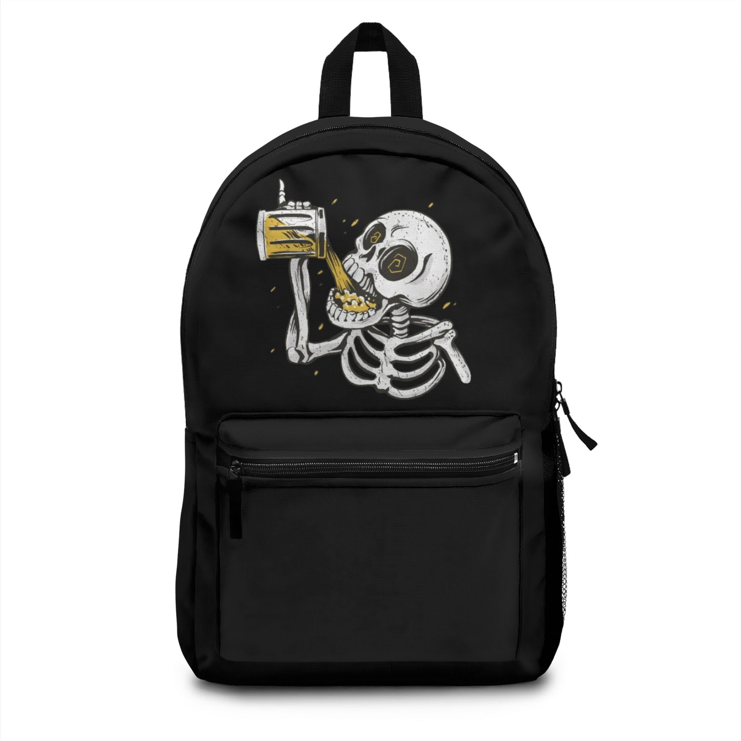 Skeleton drinking beer Backpacks