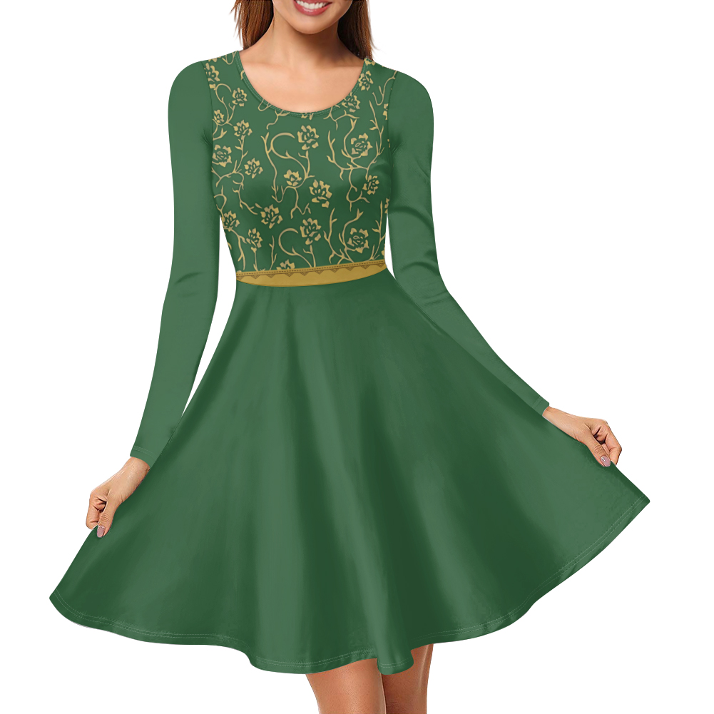 Princess Fiona Shrek Inspired Long Sleeve Skater Dress | Halloween | Cosplay | Women's Clothing