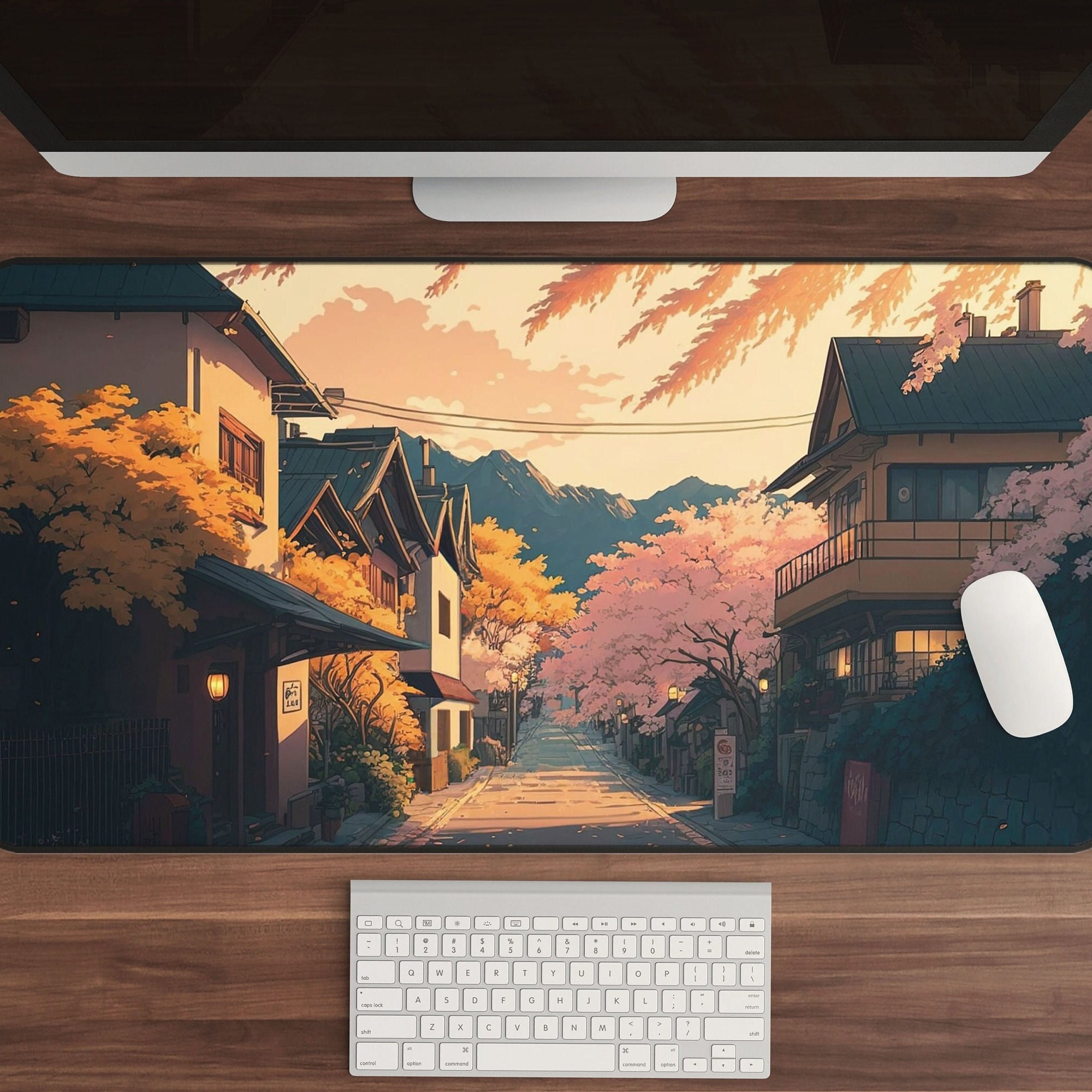 Lo-Fi Anime Mousepad with Sakura Cherry Blossoms