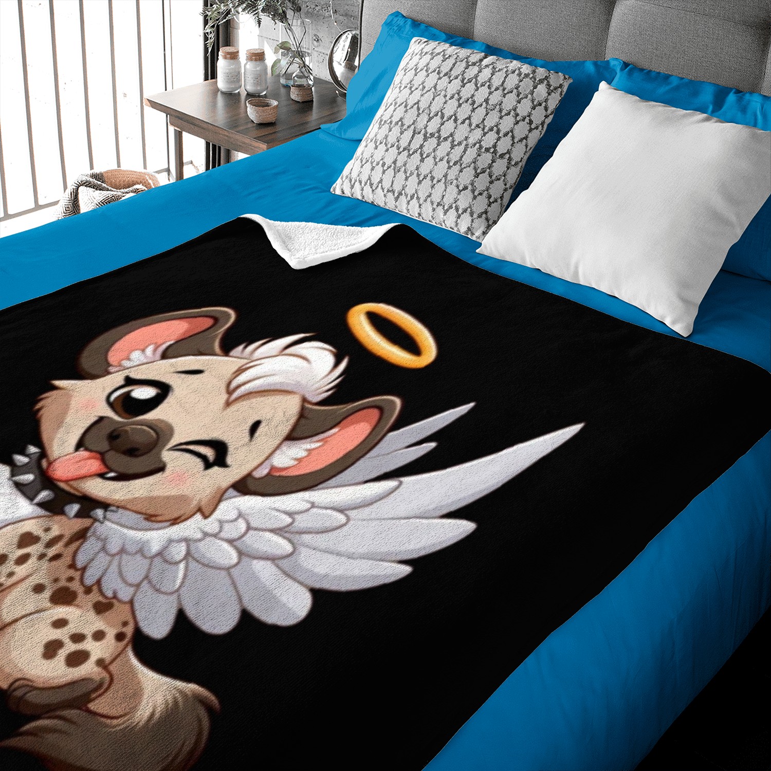 Hyena angel wings halo fantasy Baby Blankets