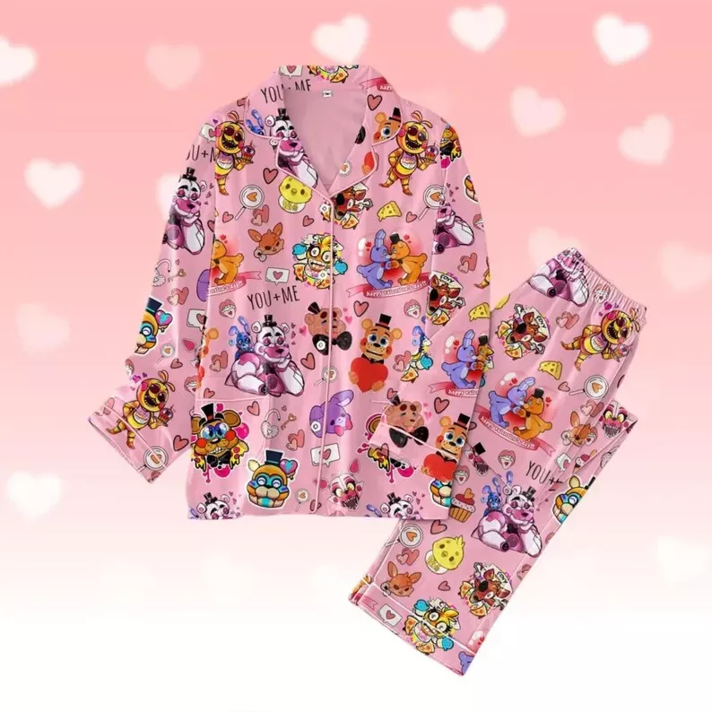 Five Nights Pajamas Set Freddys Valentine Pajamas Set Sleepwear