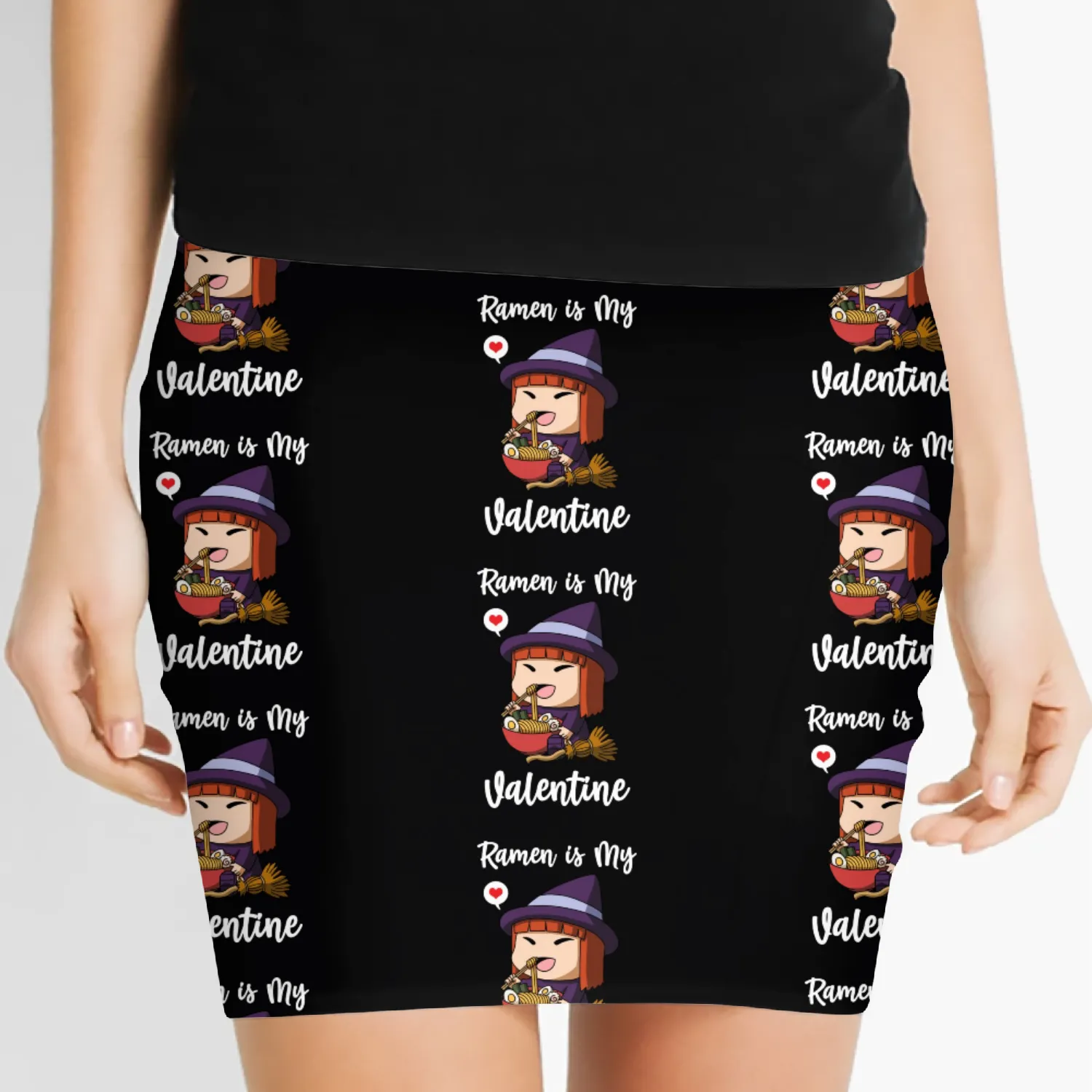 Ramen Is My Valentine Witch Valentine s Day Women's Mini Skirts