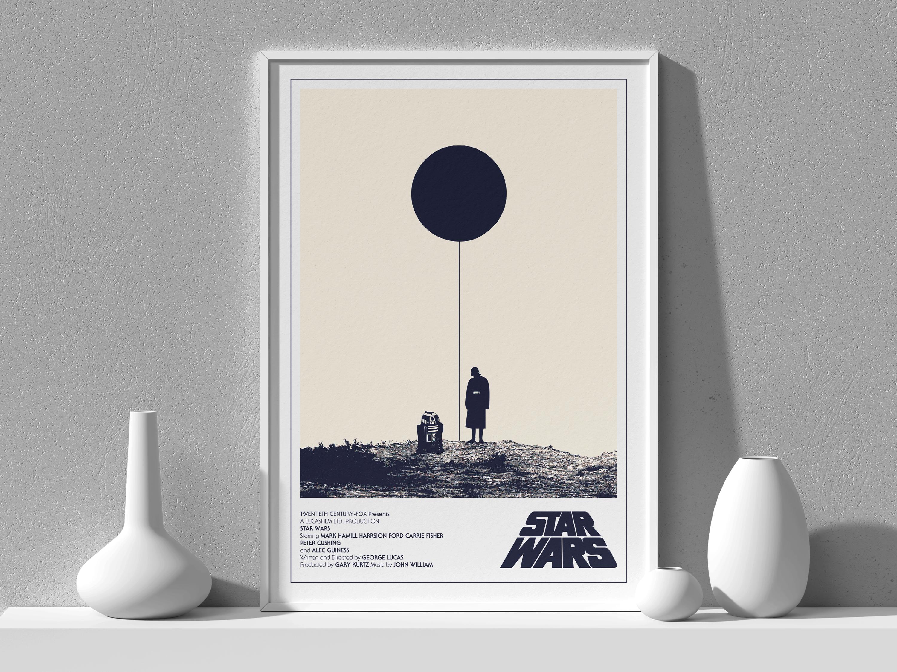 Retro Minimalist Star Wars 1977 Poster Retro Poster, Movie Poster