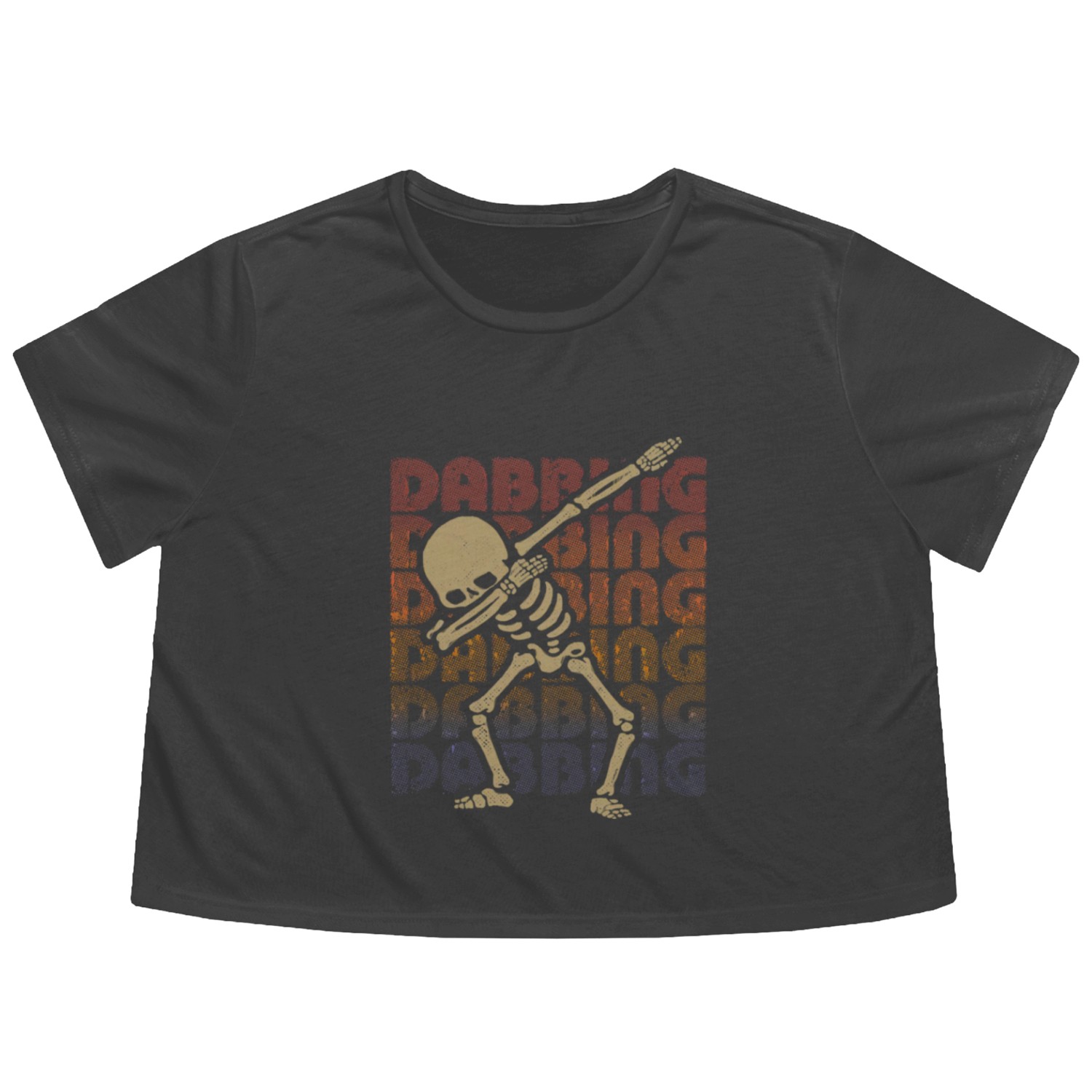 Dabbing Skeleton Type Rainbow Flowy Cropped Tees