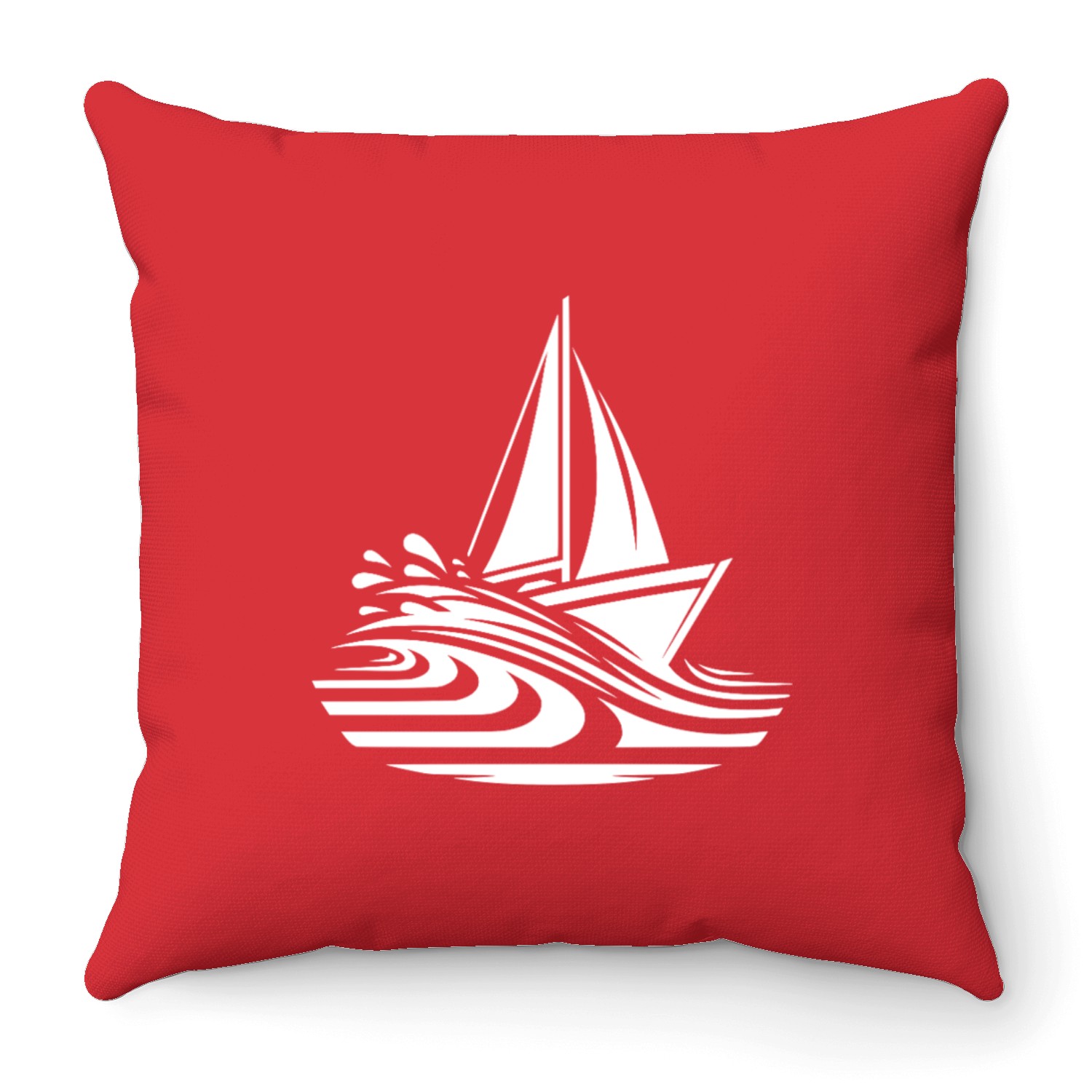Fast Sailing Boat On Course In The Swell Throw Pillows