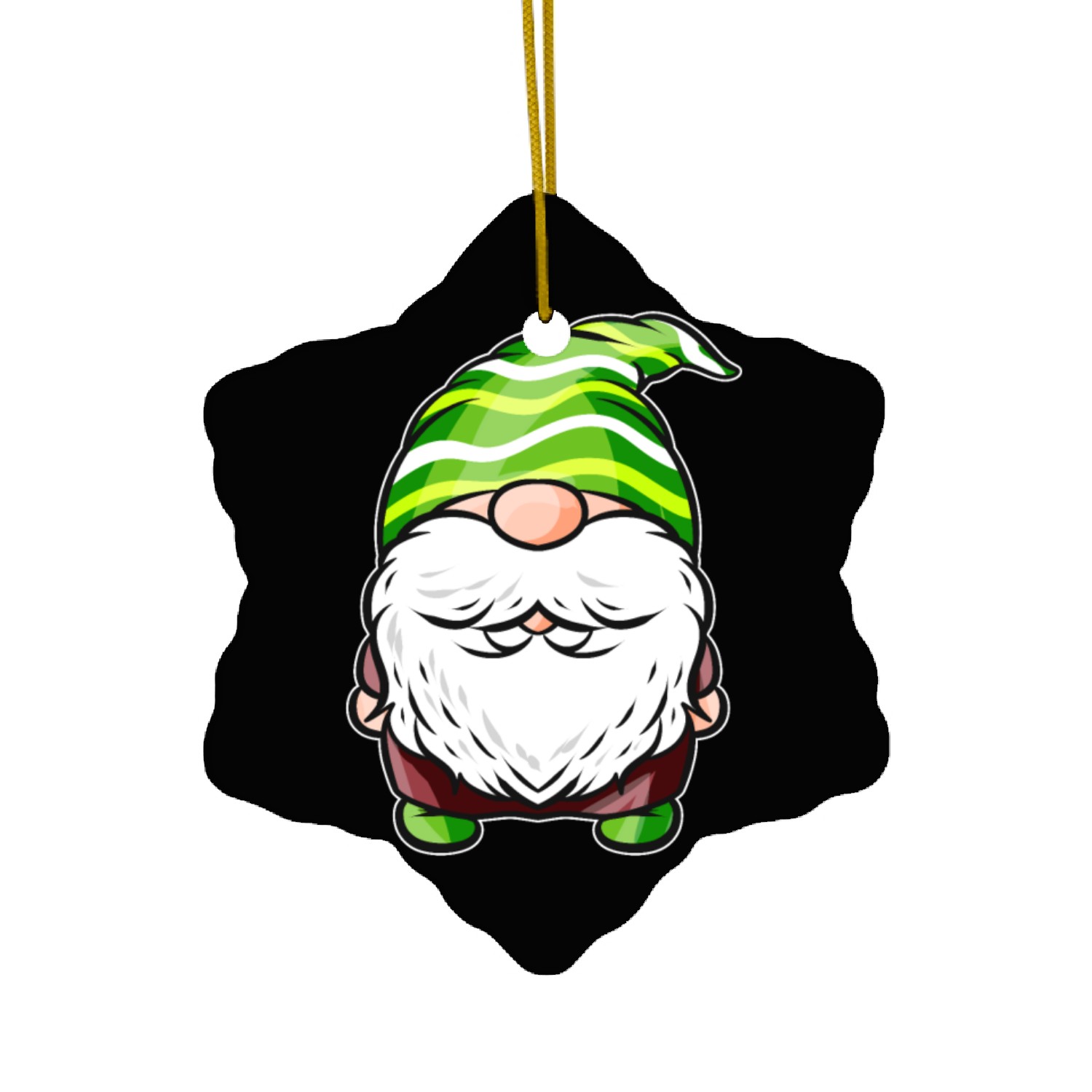 Gnome With Striped Pointed Cap For St. Patricks Ceramic Ornaments