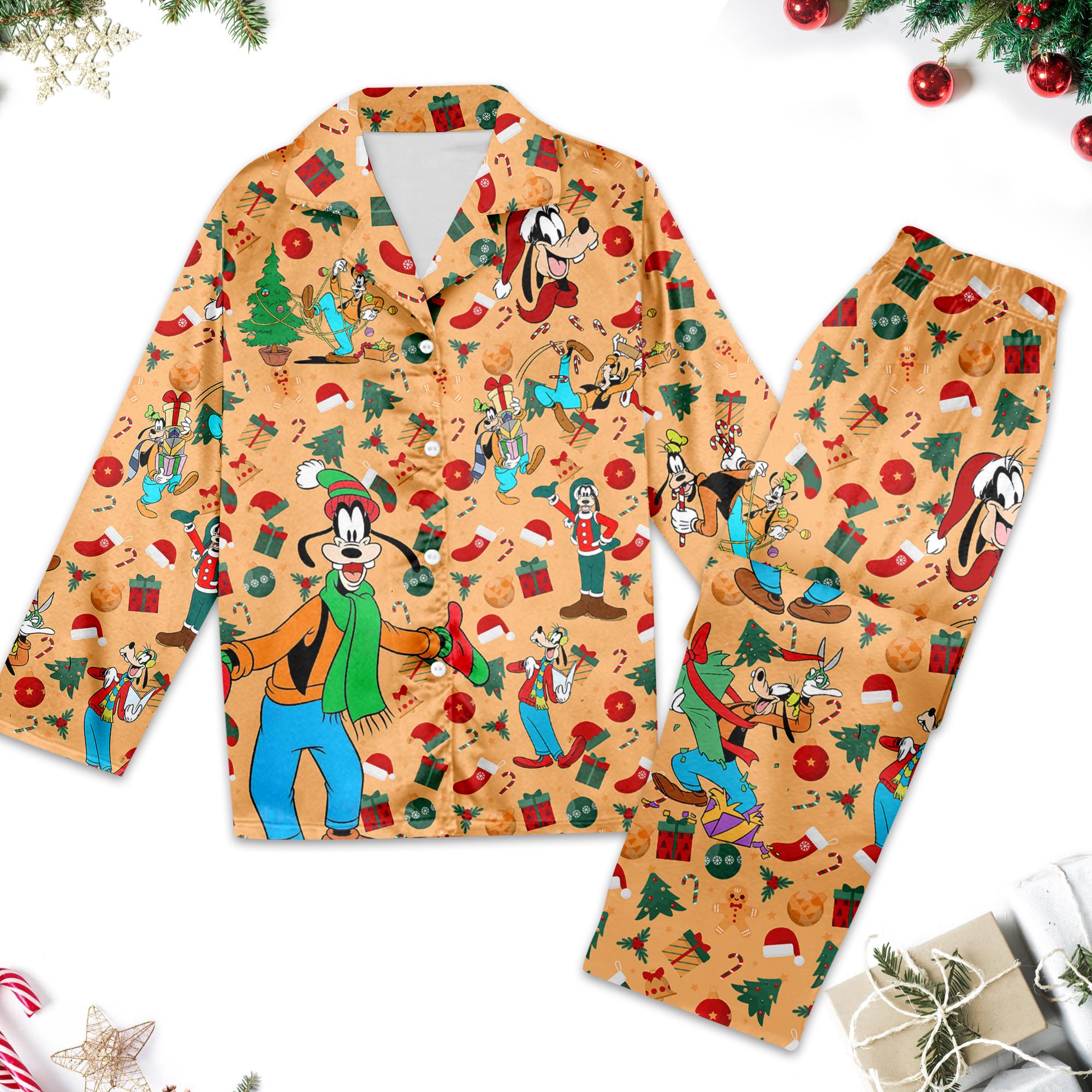 Goofy Christmas Pajamas, Goofy Christmas Pajama Set Women Gift, Goofy Xmas Holiday Pyjamas, Magic Kingdom Family Trip Shirt