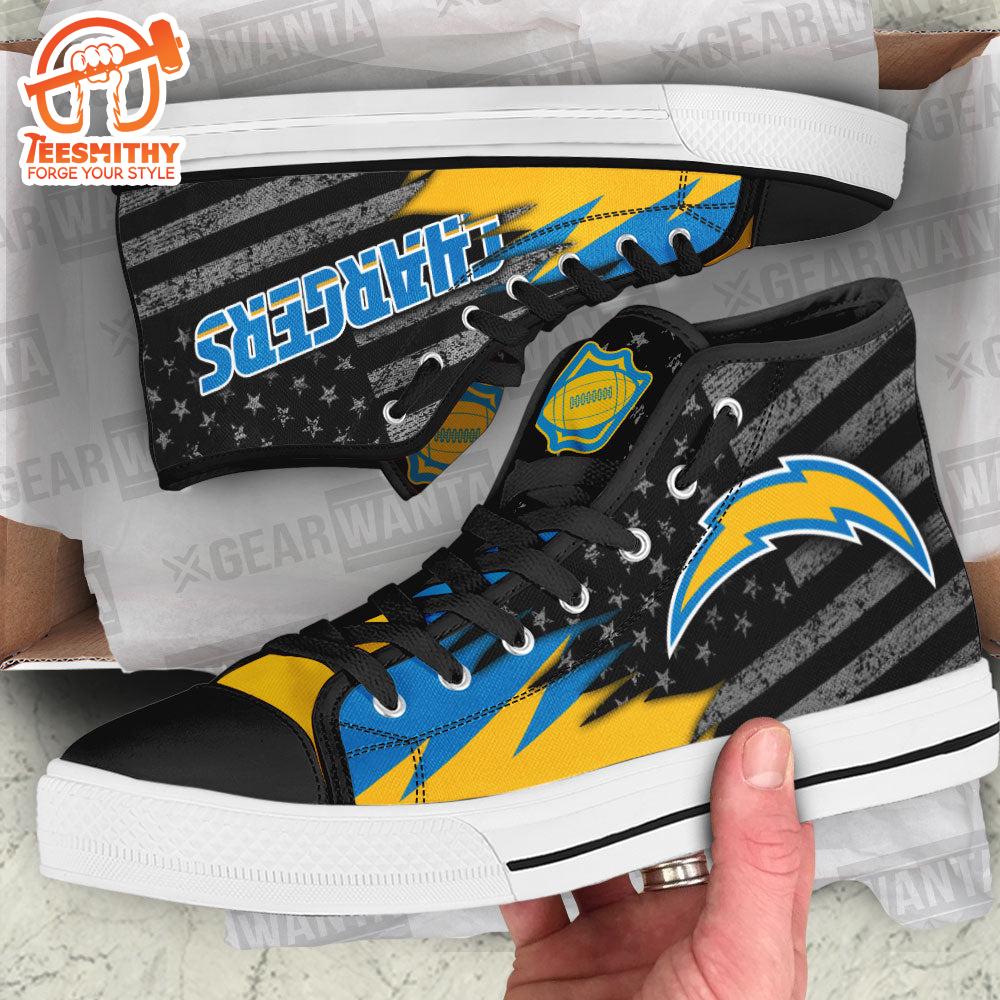 Los Angeles Chargers High Top Shoes, American Flag Sneakers