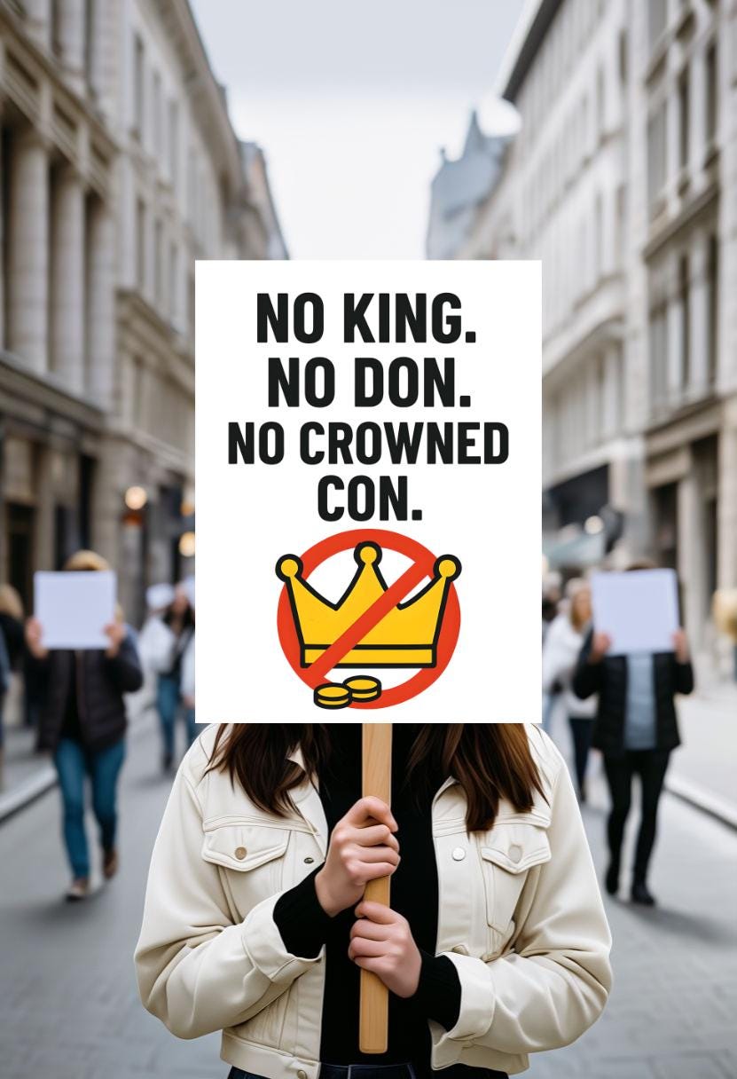 NO KINGS, No Don, No Con Protest Sign Print at Home 2x2 & 3x3 Print-at-Home DIY Large Poster