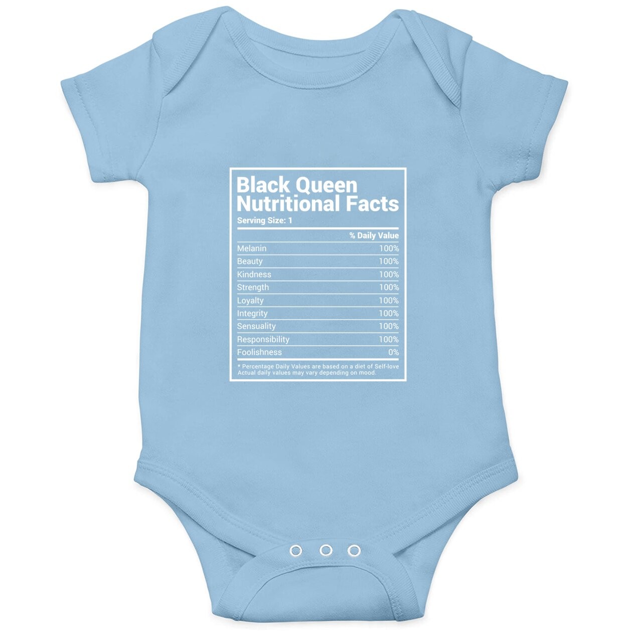 Black Queen Nutrition Facts Proud Black History Month Pride Baby Bodysuit