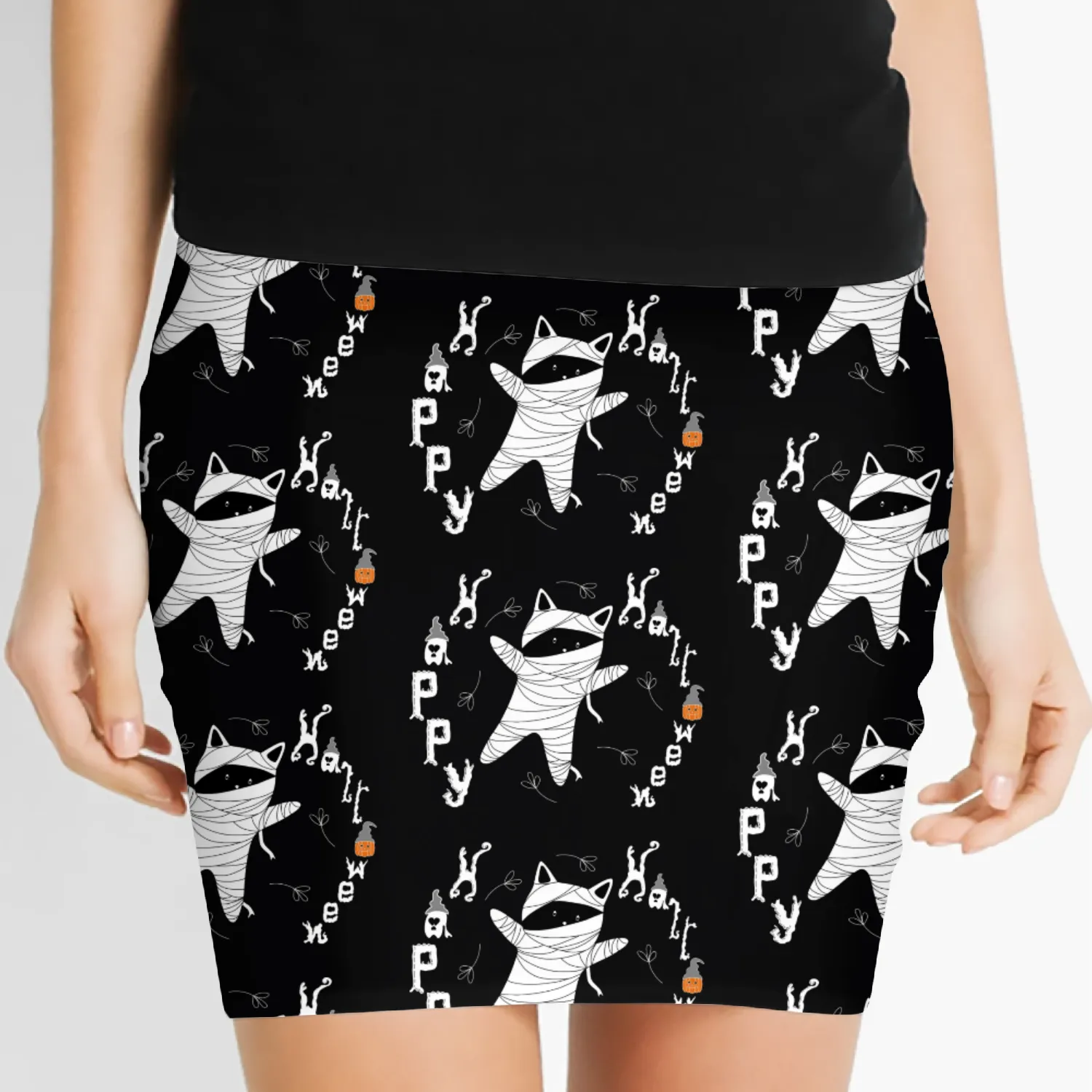Halloween Cat Mummy For Cat Lover Women's Mini Skirts