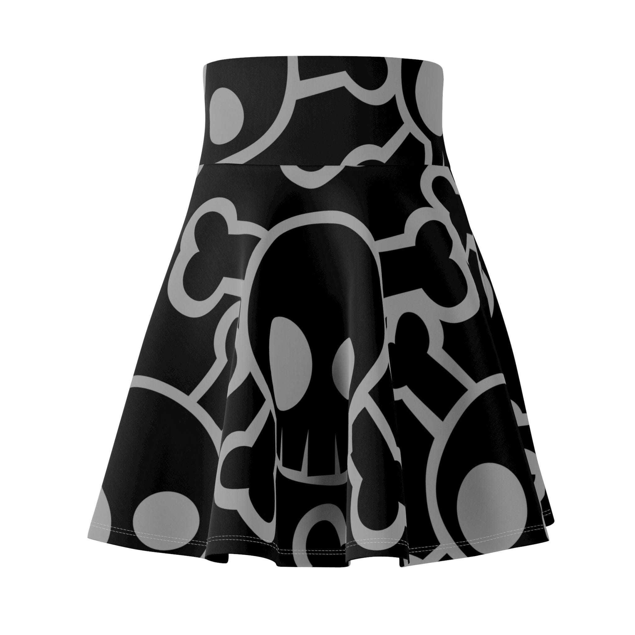 Women's Skater Skirt with Skull Print, Skirt for Music Festivals