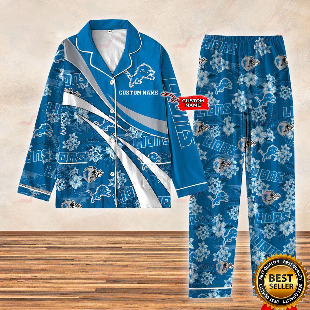 Lions Football Christmas Satin Pajamas, Lions Football Satin Pajamas, Detroit Football Satin Pajamas, Detroit American Football Fan