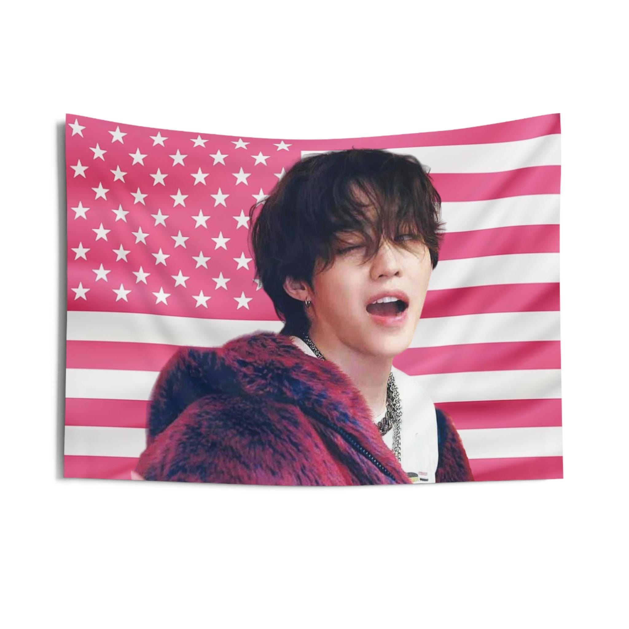 Seventeen Scoup Pink American Flag Tapestry,SVT S.coup Pink Flag Banner,SVT Flag,Kpop Wall decor,Birthday Gift for Seventeen Fans,Scoup Flag
