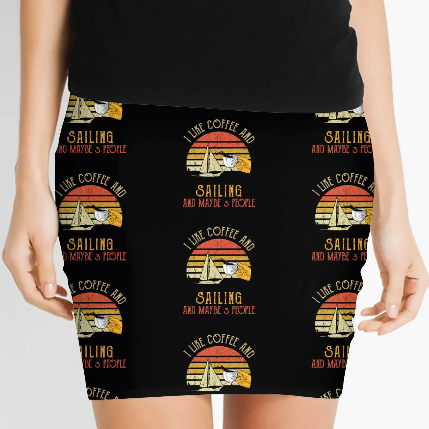 I Like Coffee And Sailing Maybe 3 People Giftsfunn Women's Mini Skirts